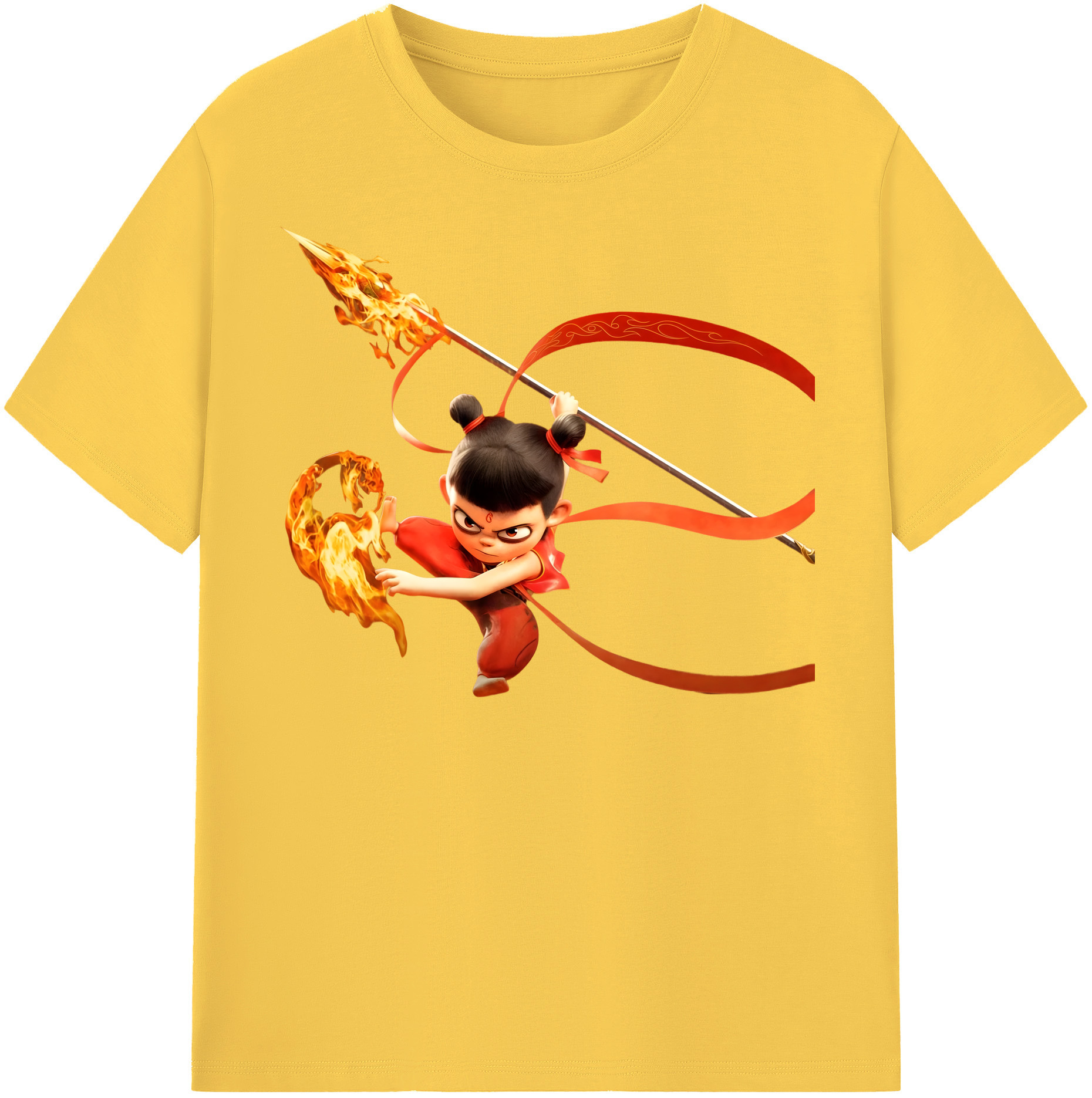 （画像用） Ne Zha 2 ナタ 魔童の大暴れ 綿100％半袖Tシャツ（フロントプリント）