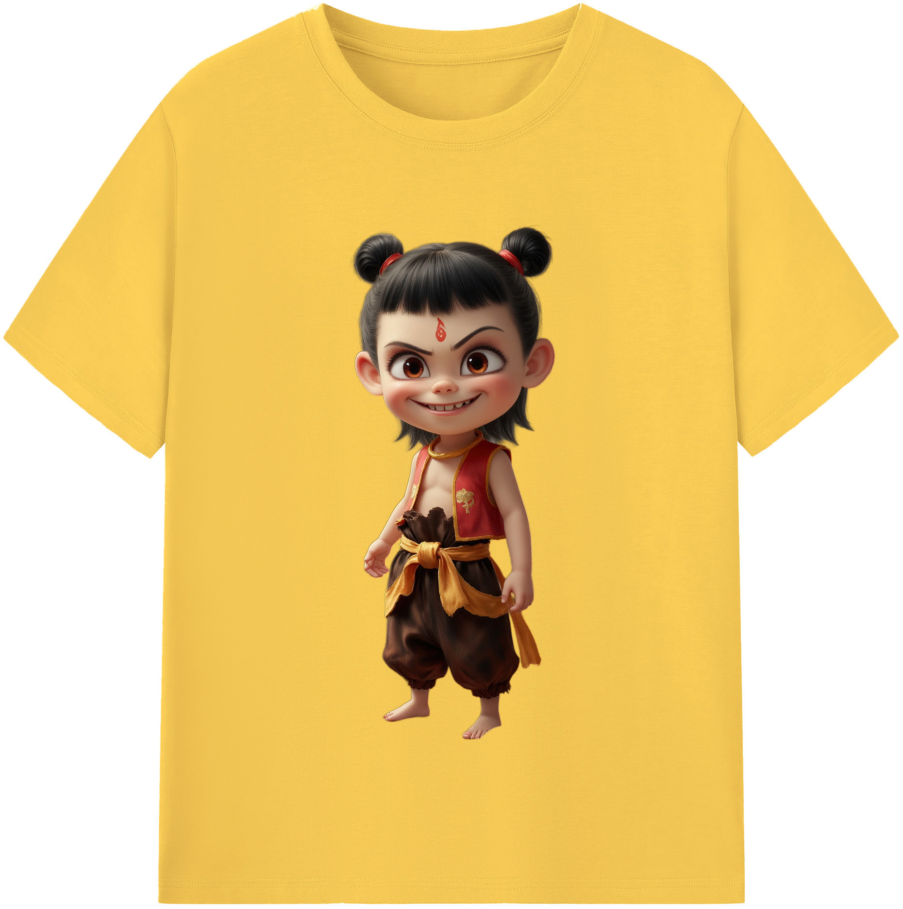 （画像用） Ne Zha 2 ナタ 魔童の大暴れ 綿100％半袖Tシャツ（フロントプリント）