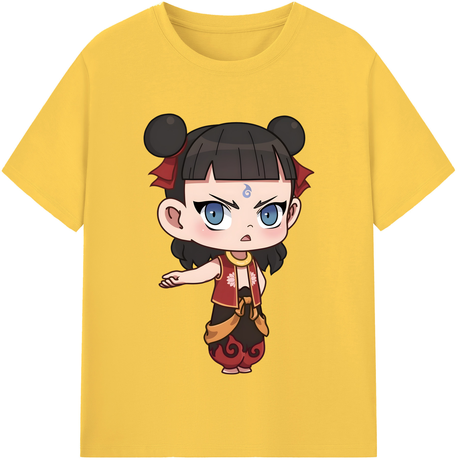 （画像用） Ne Zha 2 ナタ 魔童の大暴れ 綿100％半袖Tシャツ（フロントプリント）