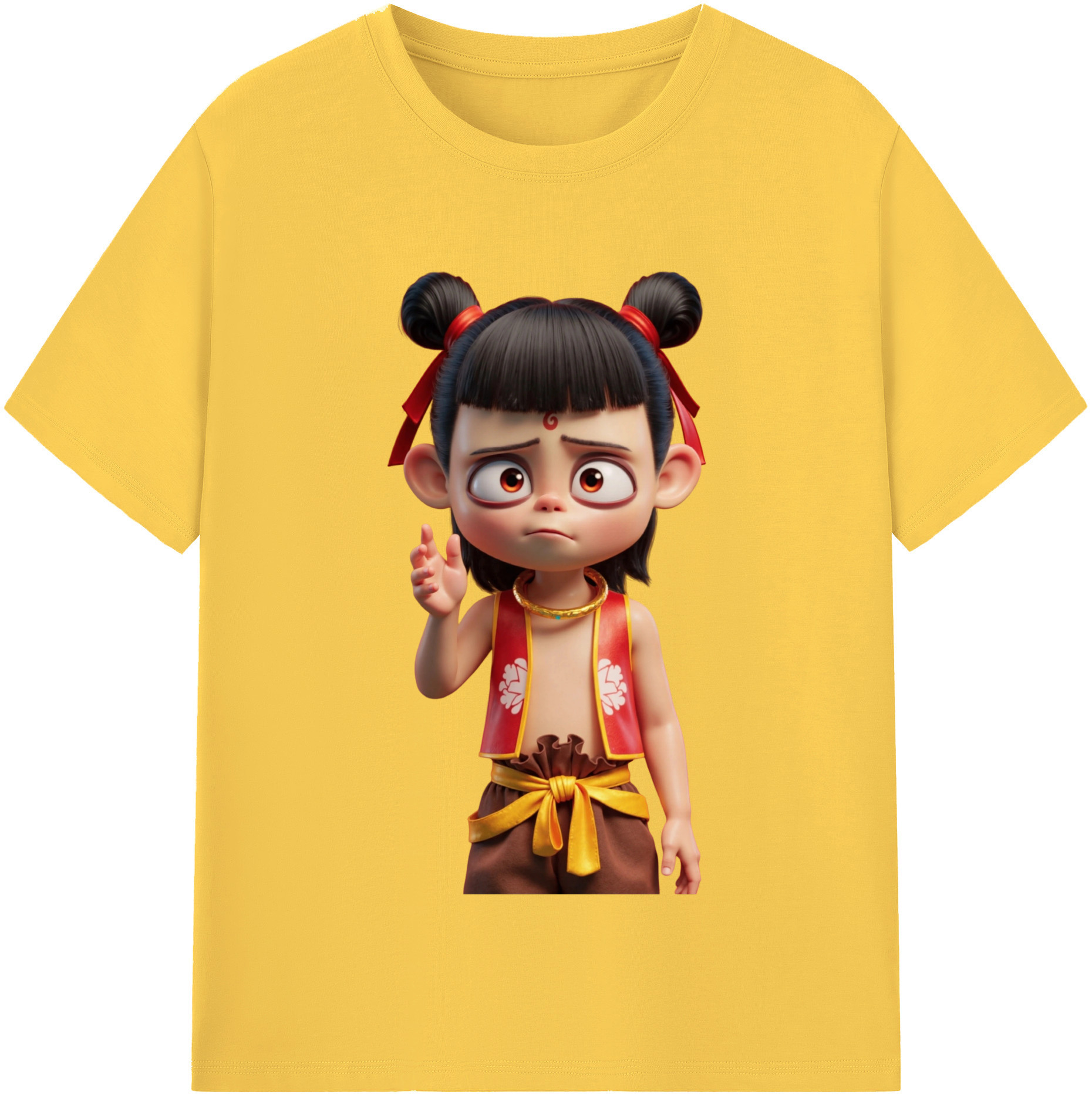 （画像用） Ne Zha 2 ナタ 魔童の大暴れ 綿100％半袖Tシャツ（フロントプリント）