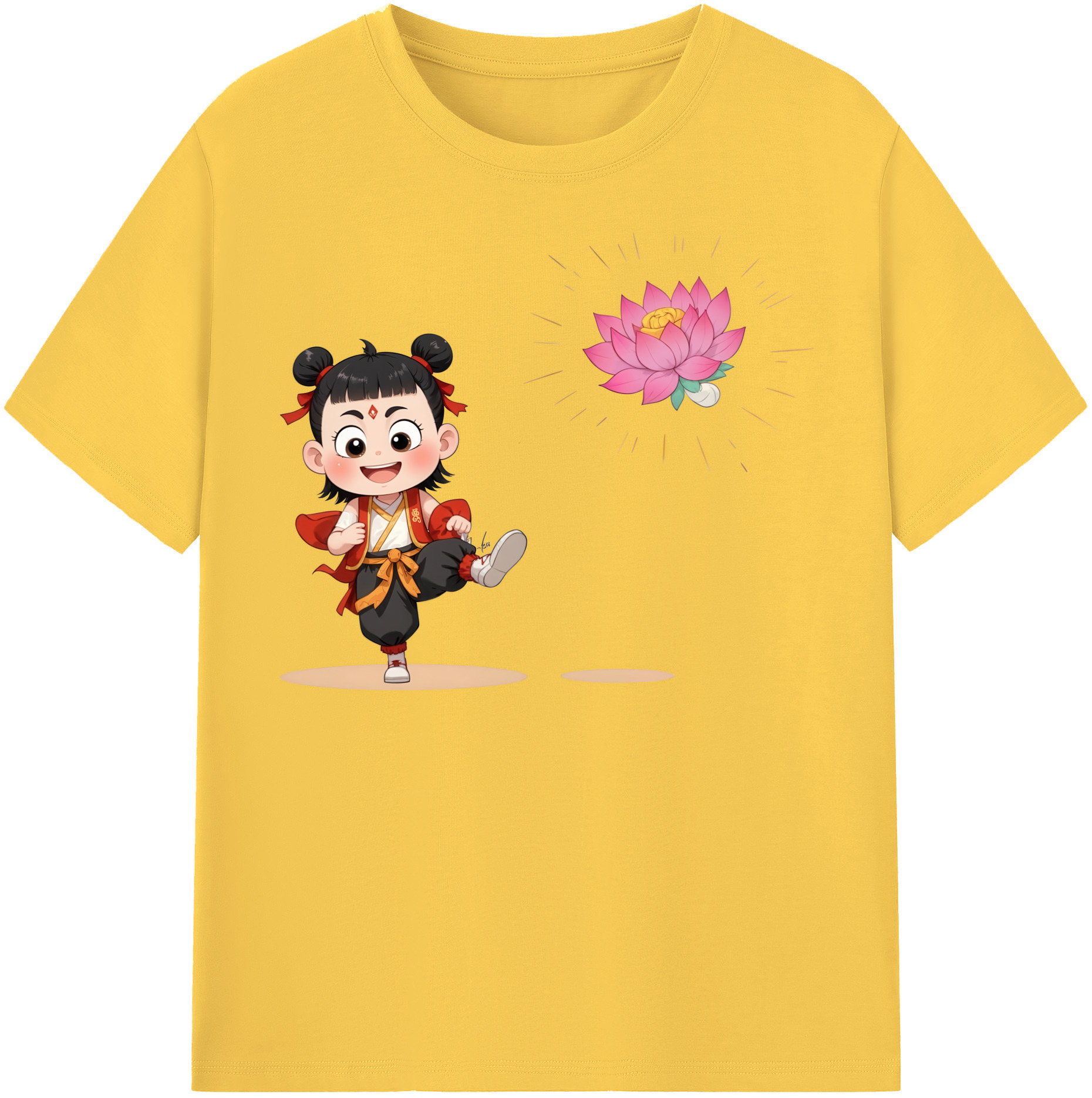 （画像用） Ne Zha 2 ナタ 魔童の大暴れ 綿100％半袖Tシャツ（フロントプリント）