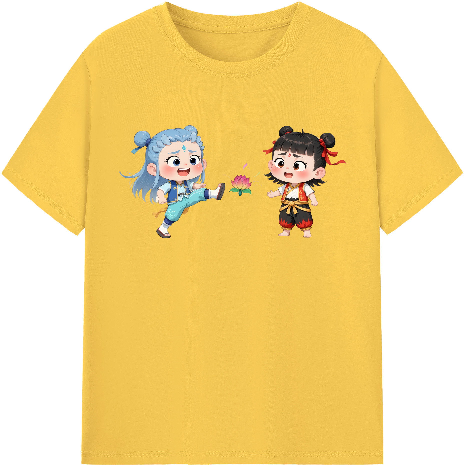 （画像用） Ne Zha 2 ナタ 魔童の大暴れ 綿100％半袖Tシャツ（フロントプリント）