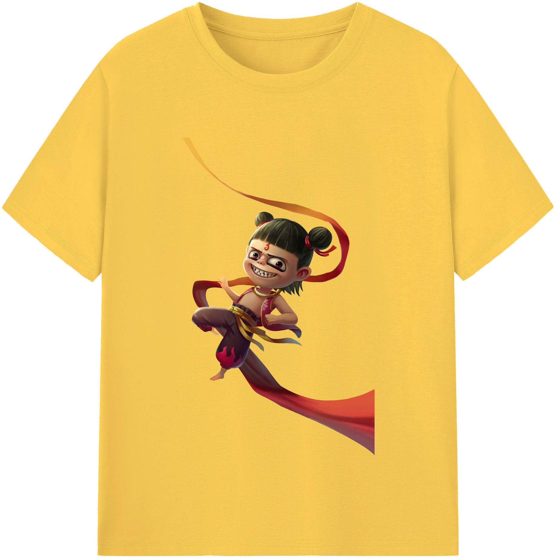 （画像用） Ne Zha 2 ナタ 魔童の大暴れ 綿100％半袖Tシャツ（フロントプリント）