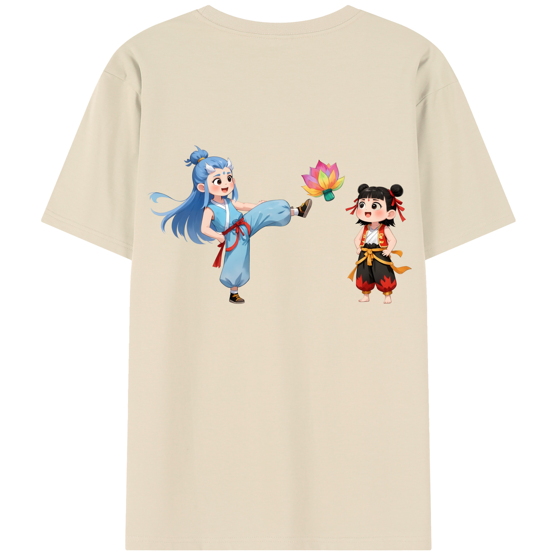 （画像用） Ne Zha 2 ナタ 魔童の大暴れ 綿100％半袖Tシャツ（背面プリント）