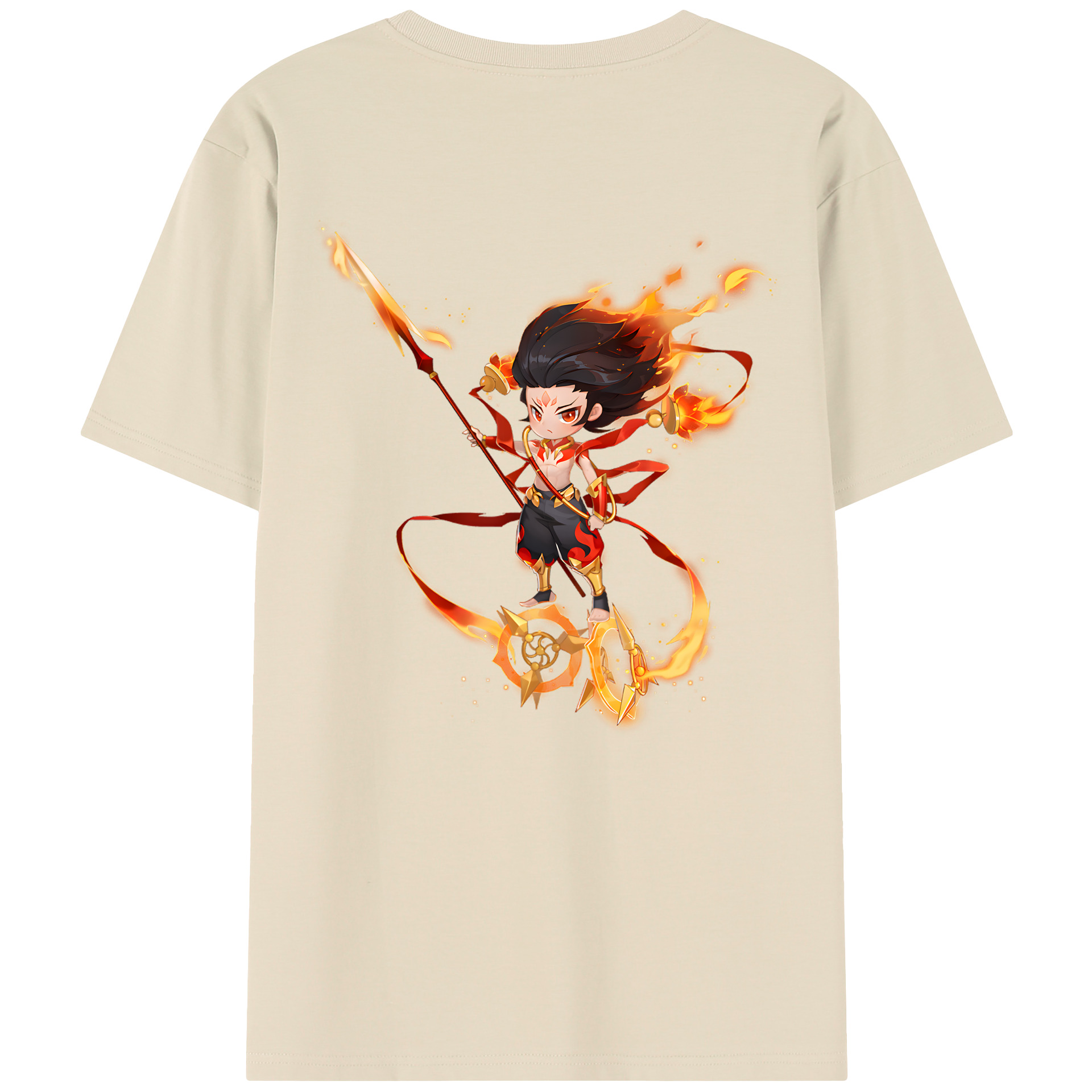 （画像用） Ne Zha 2 ナタ 魔童の大暴れ 綿100％半袖Tシャツ（背面プリント）