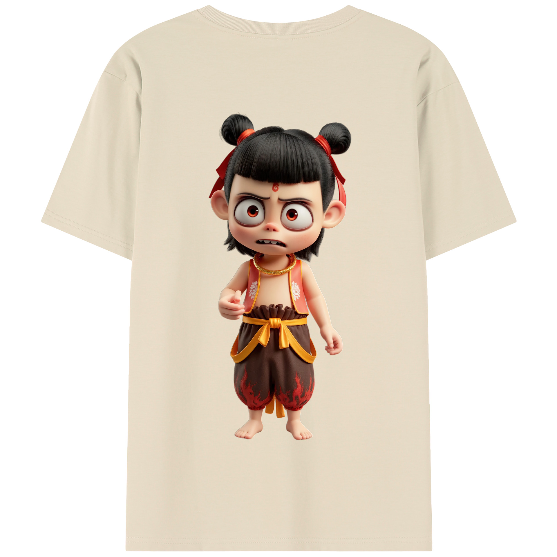 （画像用） Ne Zha 2 ナタ 魔童の大暴れ 綿100％半袖Tシャツ（背面プリント）
