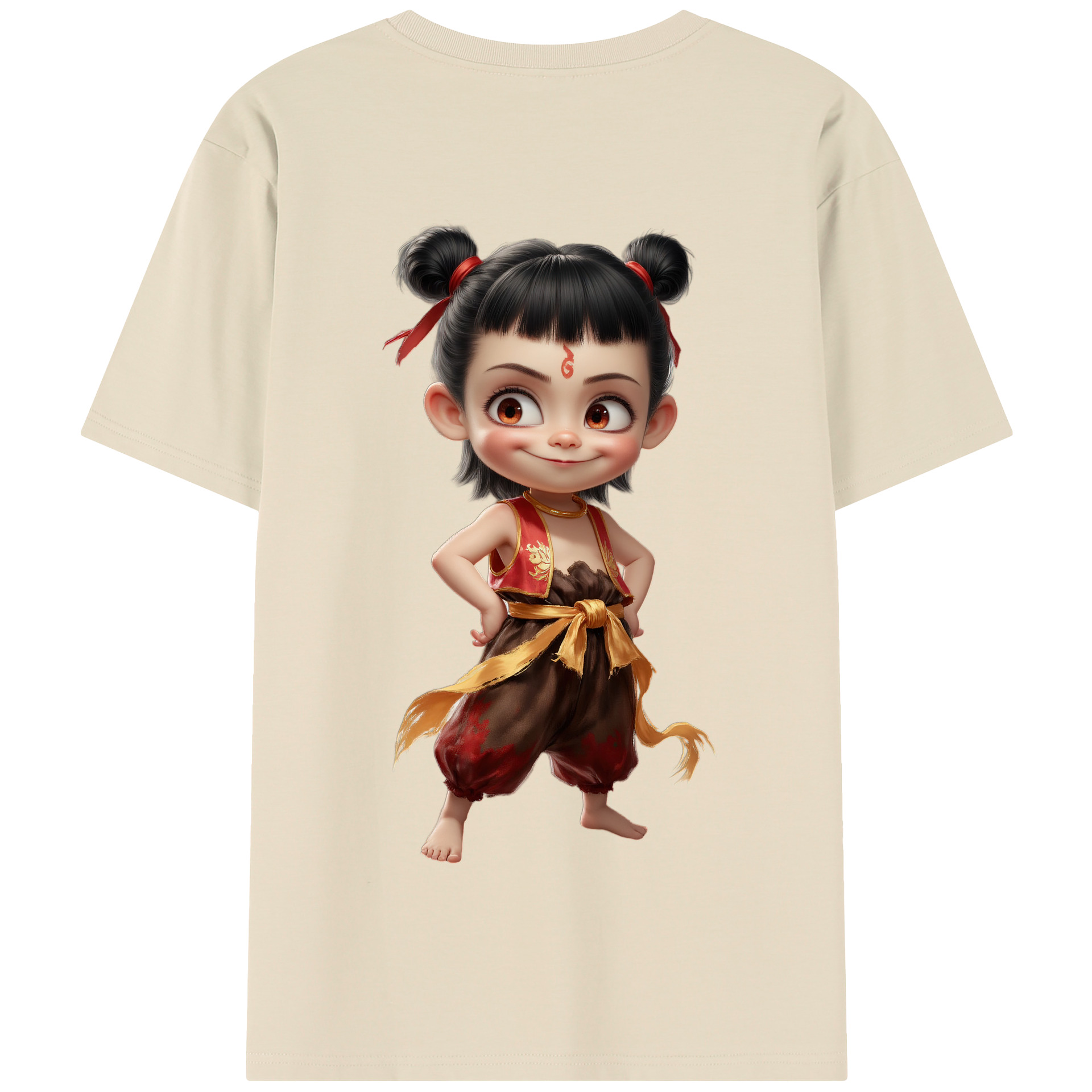 （画像用） Ne Zha 2 ナタ 魔童の大暴れ 綿100％半袖Tシャツ（背面プリント）