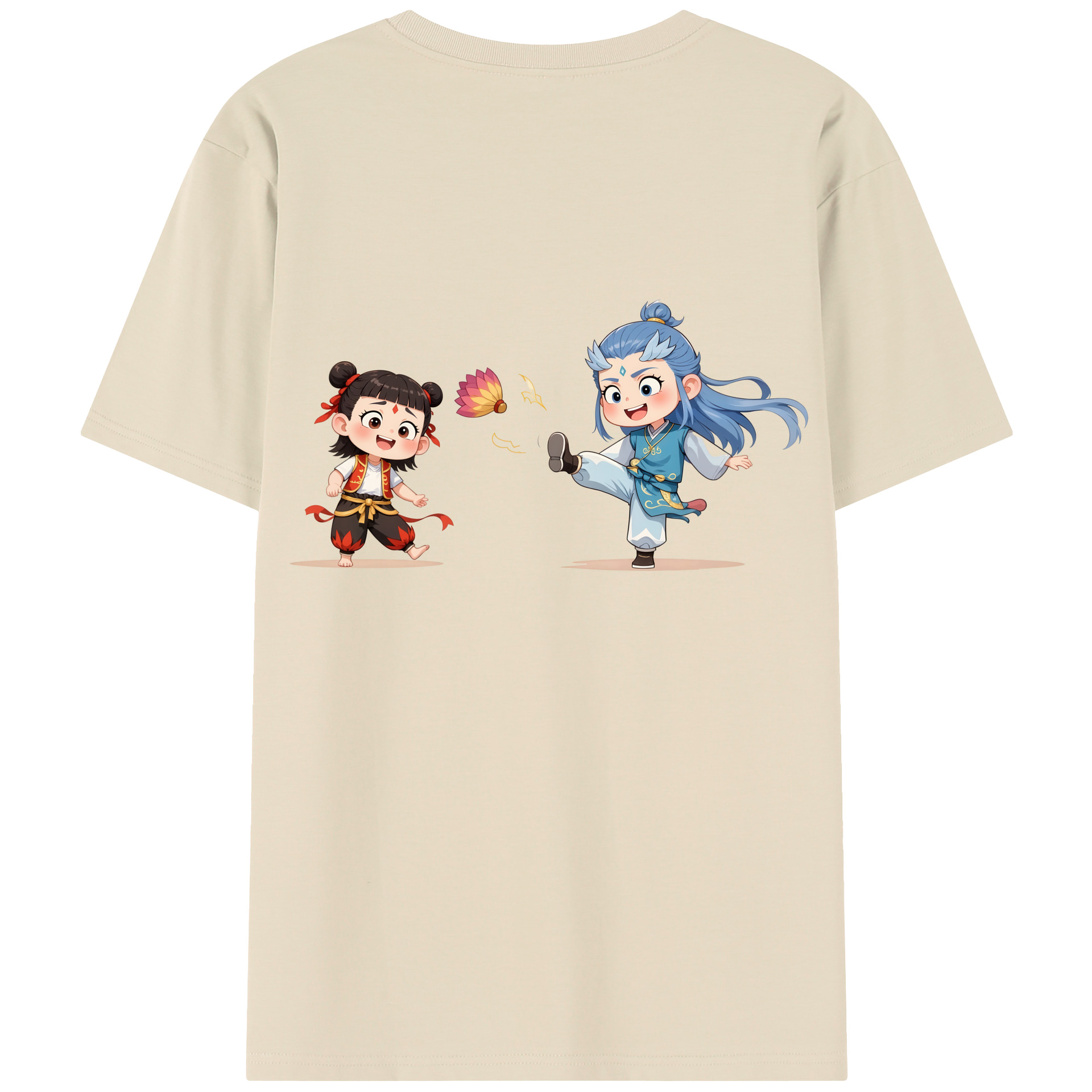 （画像用） Ne Zha 2 ナタ 魔童の大暴れ 綿100％半袖Tシャツ（背面プリント）