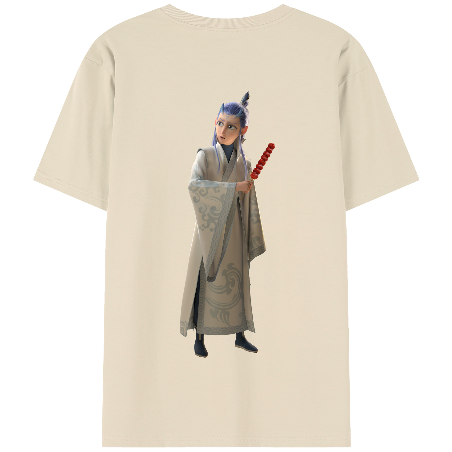 （画像用） Ne Zha 2 ナタ 魔童の大暴れ 綿100％半袖Tシャツ（背面プリント）