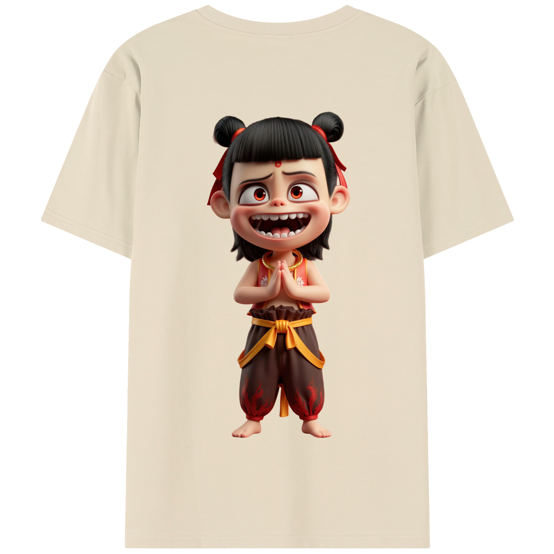 （画像用） Ne Zha 2 ナタ 魔童の大暴れ 綿100％半袖Tシャツ（背面プリント）