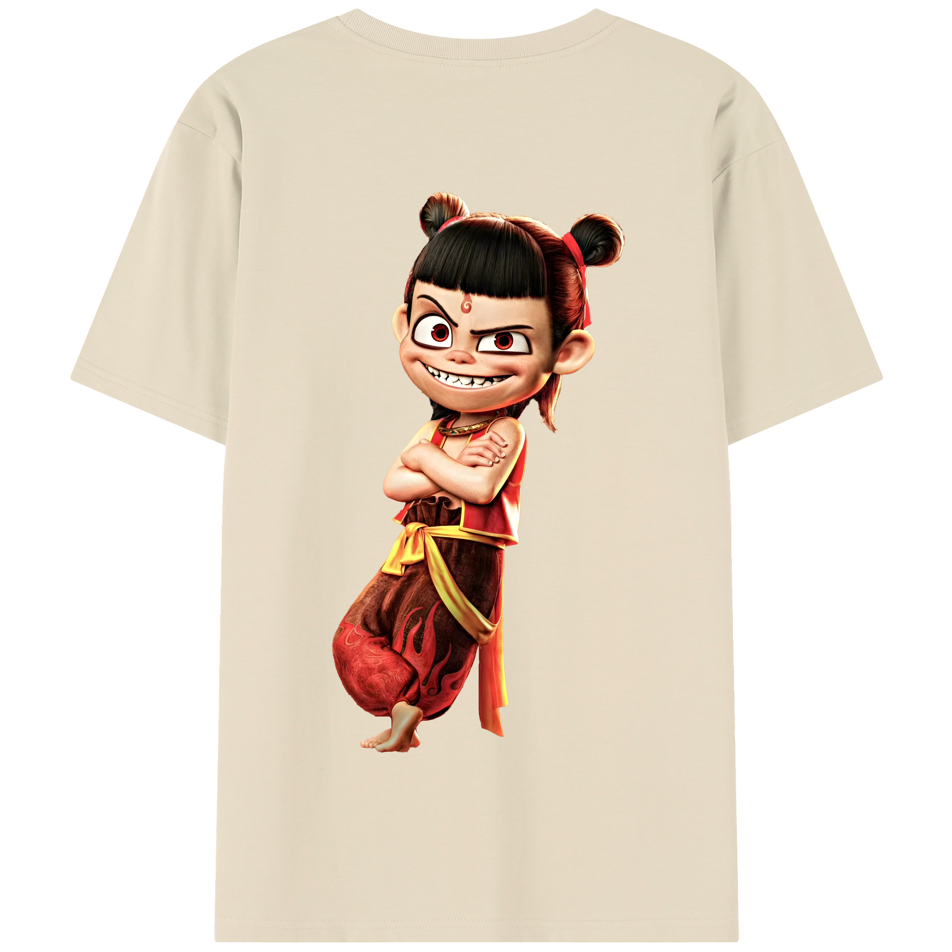 （画像用） Ne Zha 2 ナタ 魔童の大暴れ 綿100％半袖Tシャツ（背面プリント）