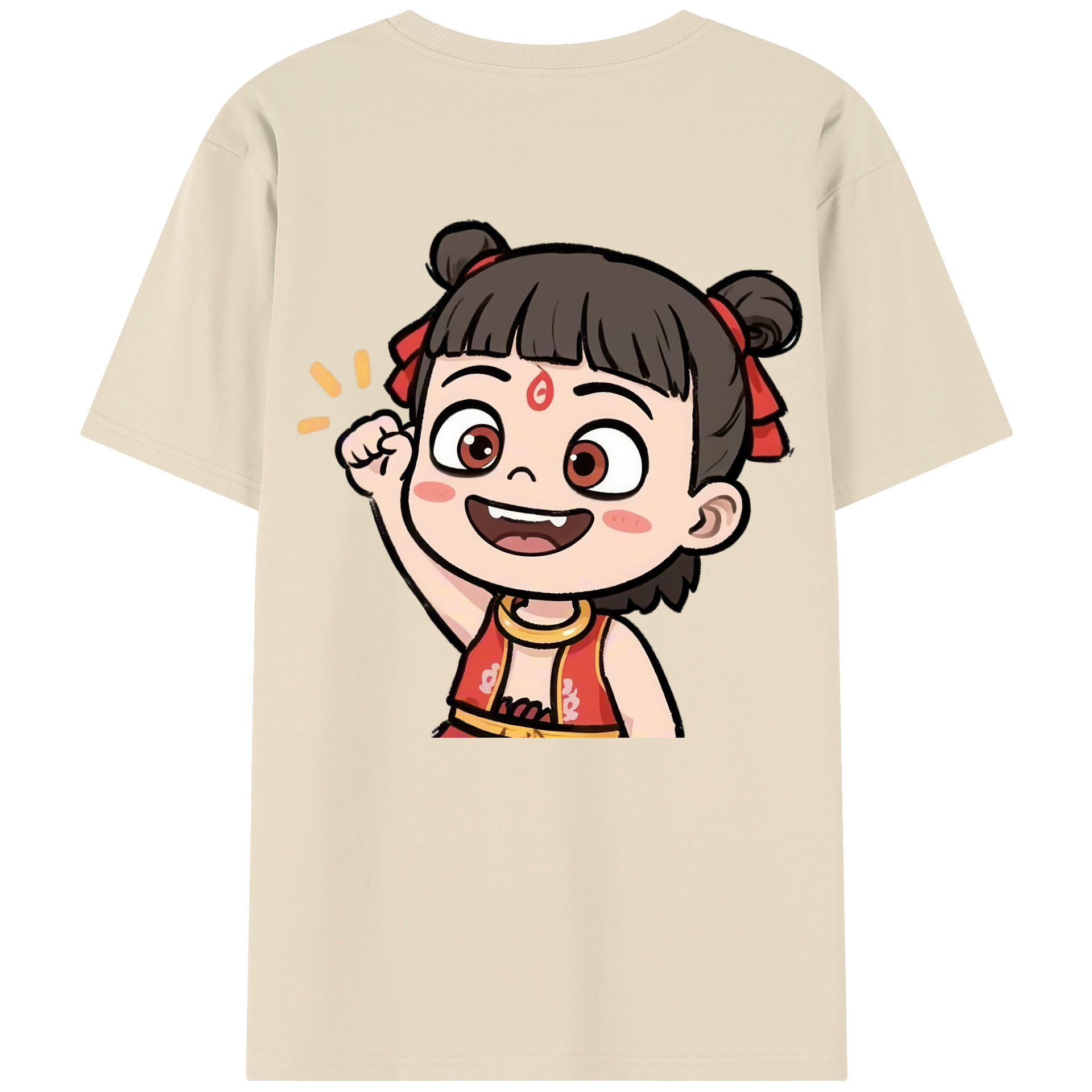 （画像用） Ne Zha 2 ナタ 魔童の大暴れ 綿100％半袖Tシャツ（背面プリント）