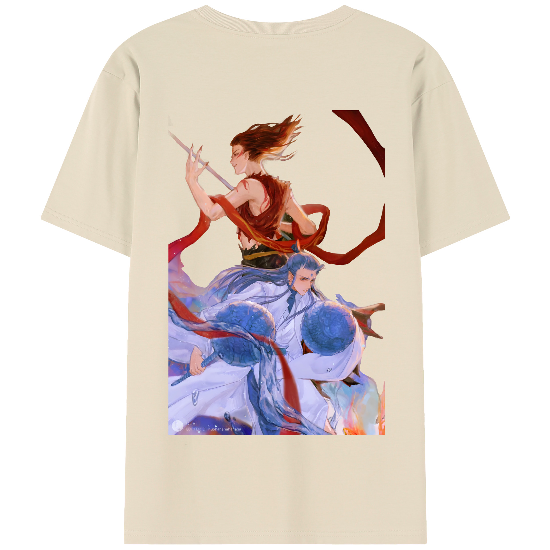 （画像用） Ne Zha 2 ナタ 魔童の大暴れ 綿100％半袖Tシャツ（背面プリント）