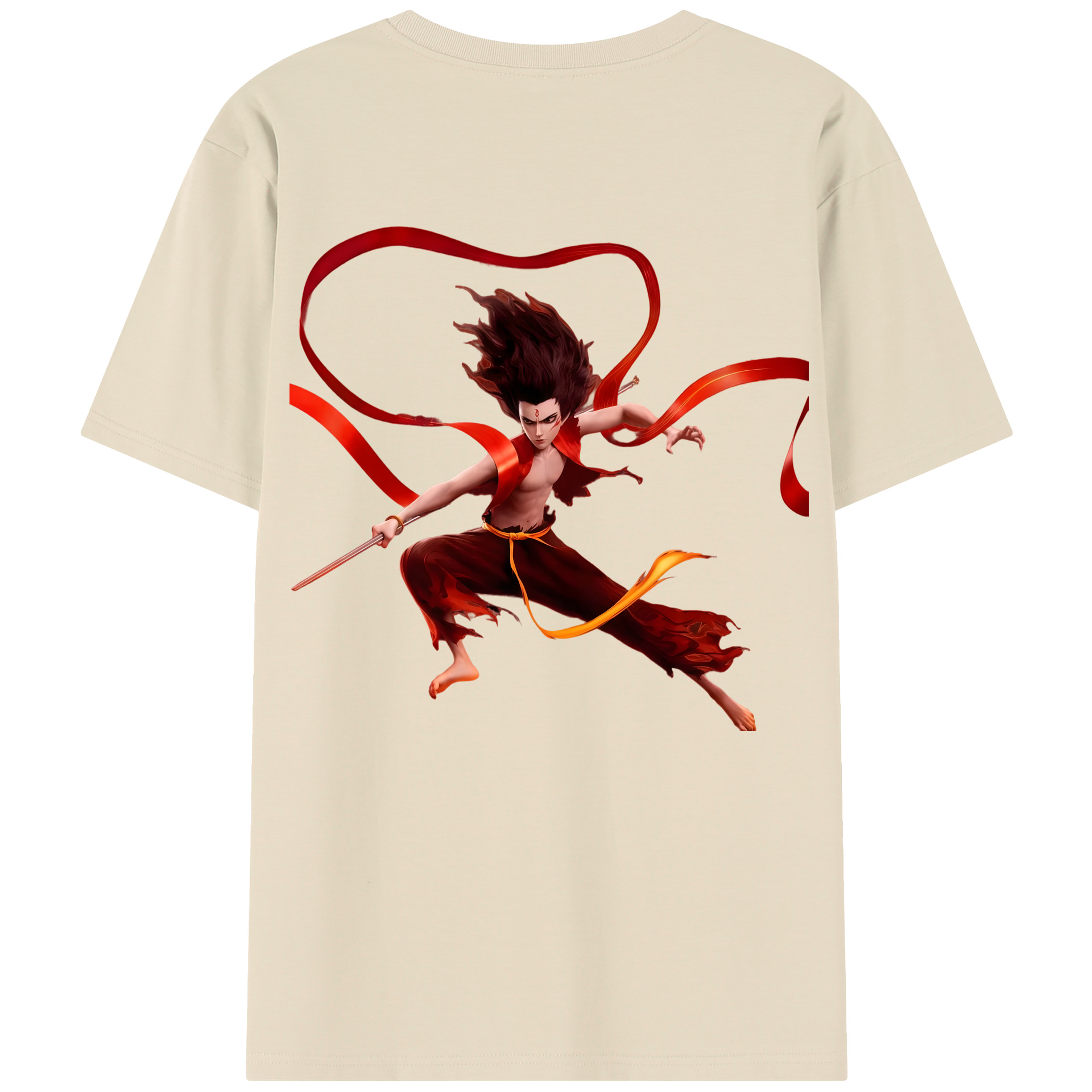 （画像用） Ne Zha 2 ナタ 魔童の大暴れ 綿100％半袖Tシャツ（背面プリント）