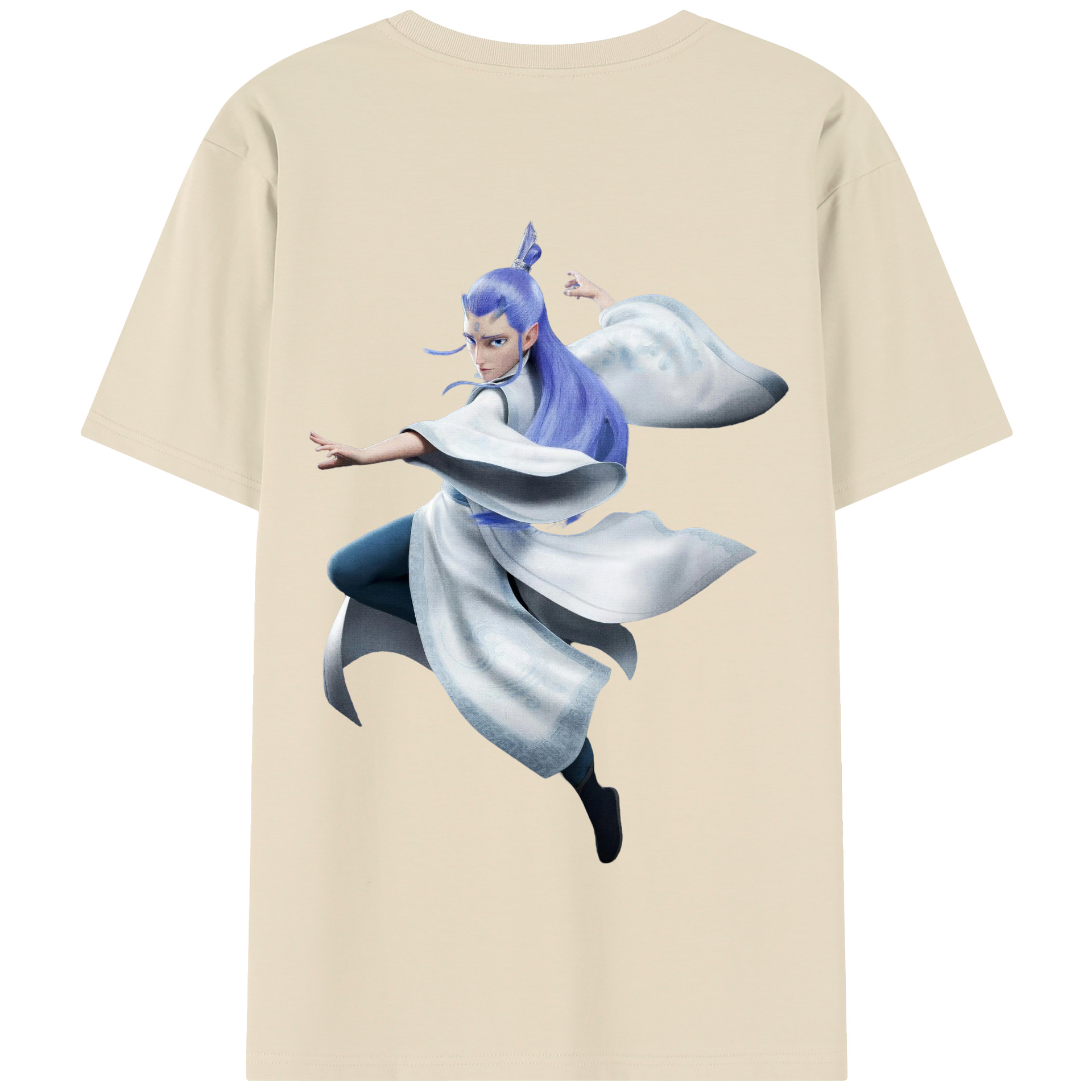 （画像用） Ne Zha 2 ナタ 魔童の大暴れ 綿100％半袖Tシャツ（背面プリント）