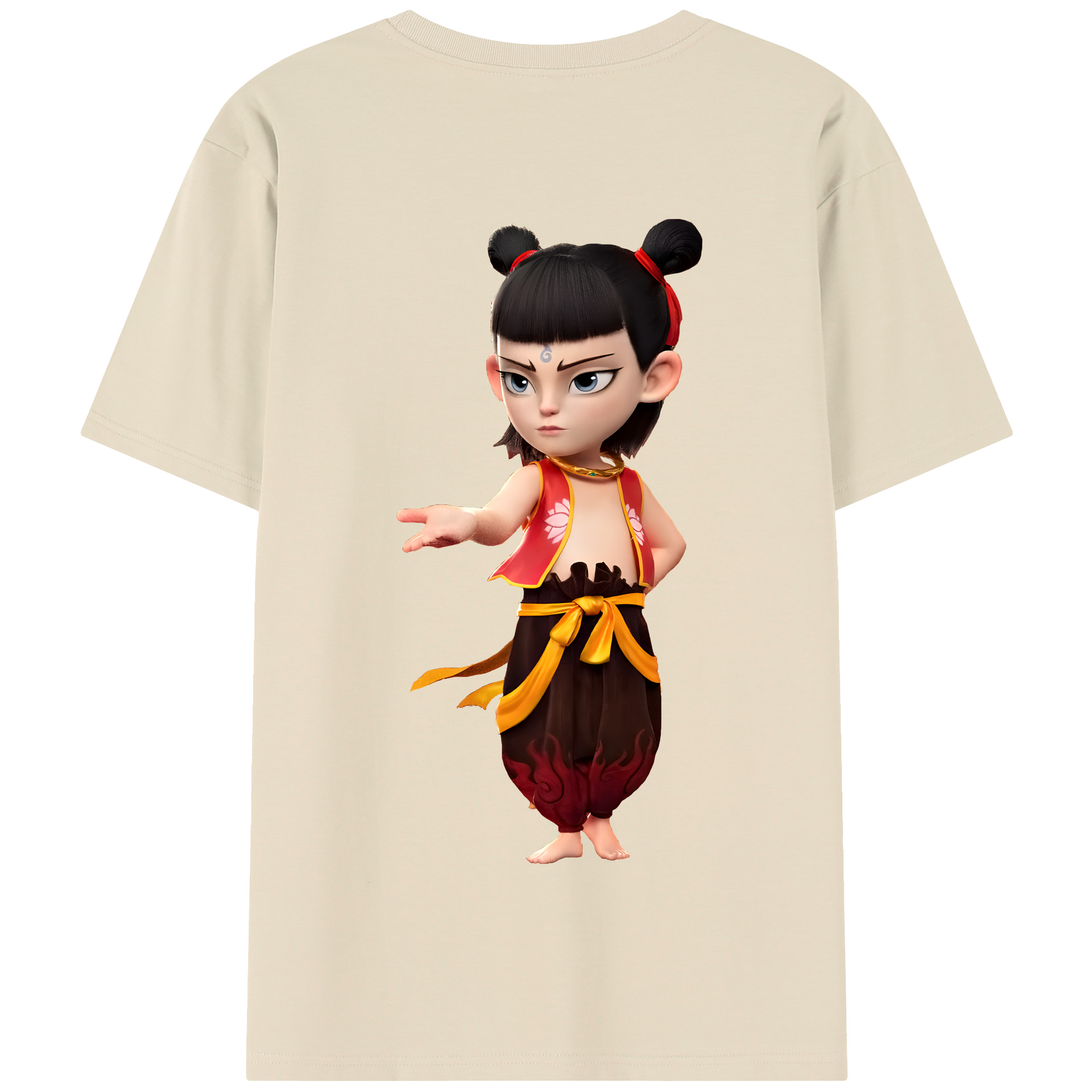 （画像用） Ne Zha 2 ナタ 魔童の大暴れ 綿100％半袖Tシャツ（背面プリント）