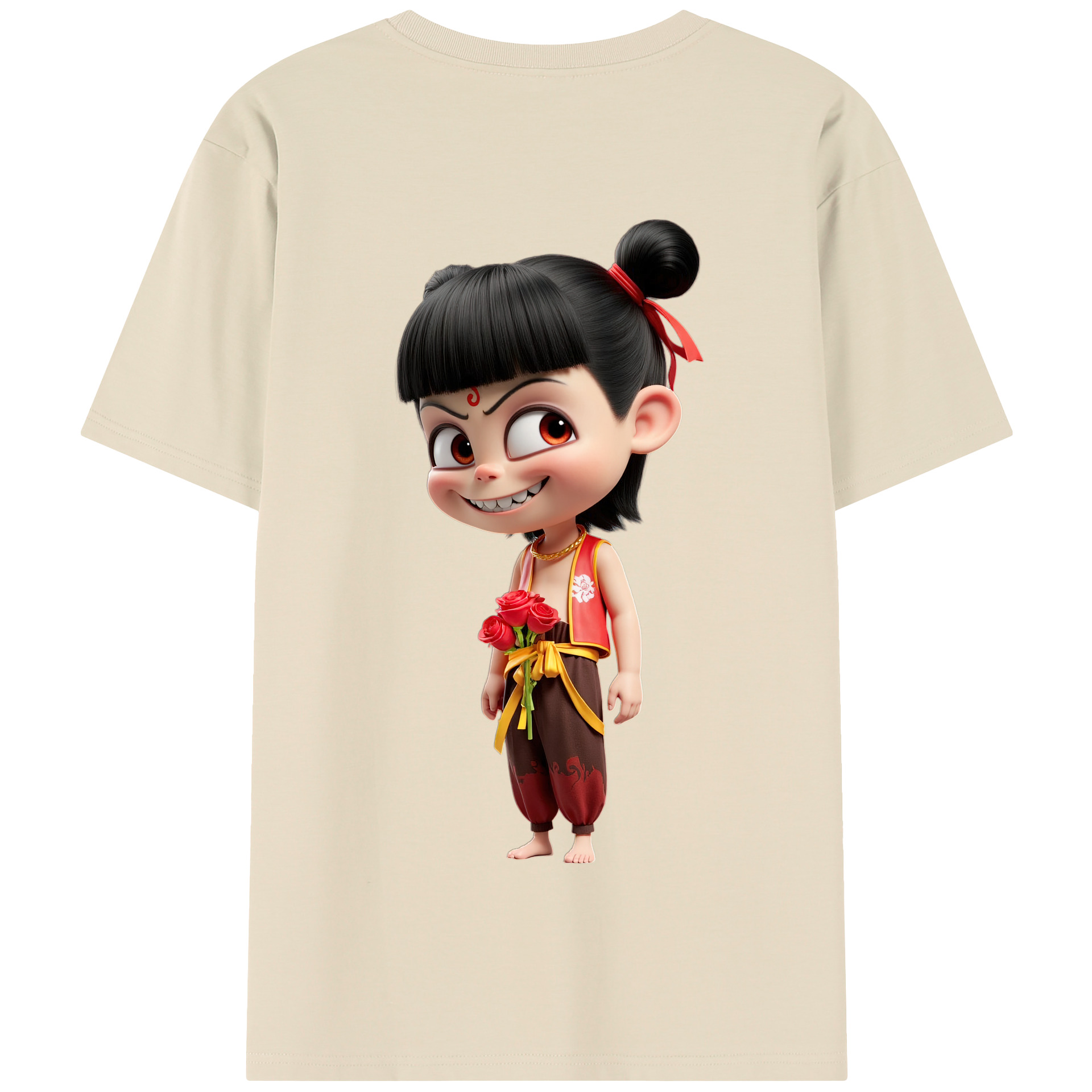 （画像用） Ne Zha 2 ナタ 魔童の大暴れ 綿100％半袖Tシャツ（背面プリント）