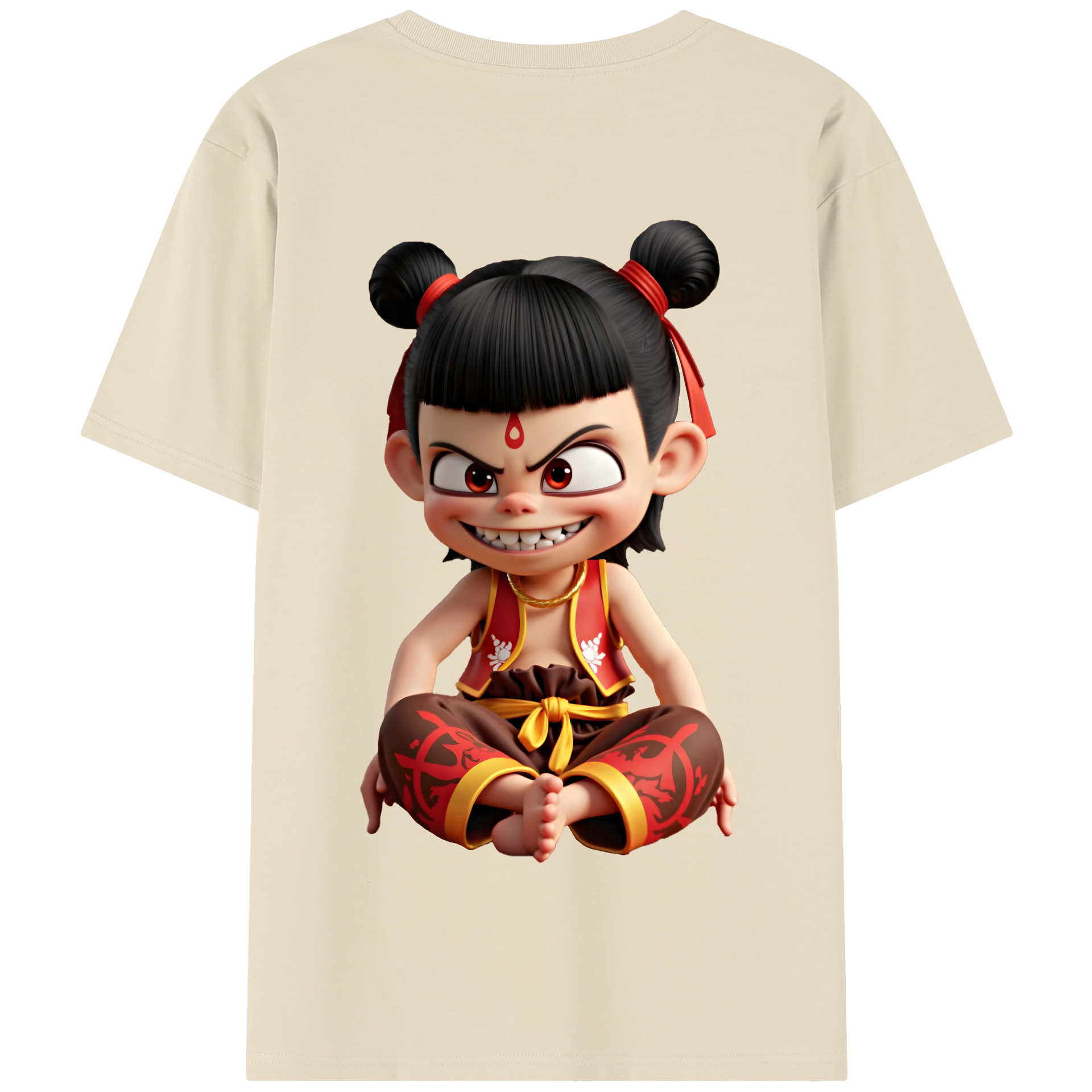 （画像用） Ne Zha 2 ナタ 魔童の大暴れ 綿100％半袖Tシャツ（背面プリント）