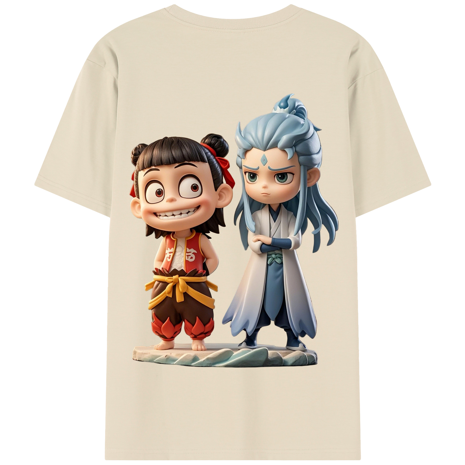 （画像用） Ne Zha 2 ナタ 魔童の大暴れ 綿100％半袖Tシャツ（背面プリント）