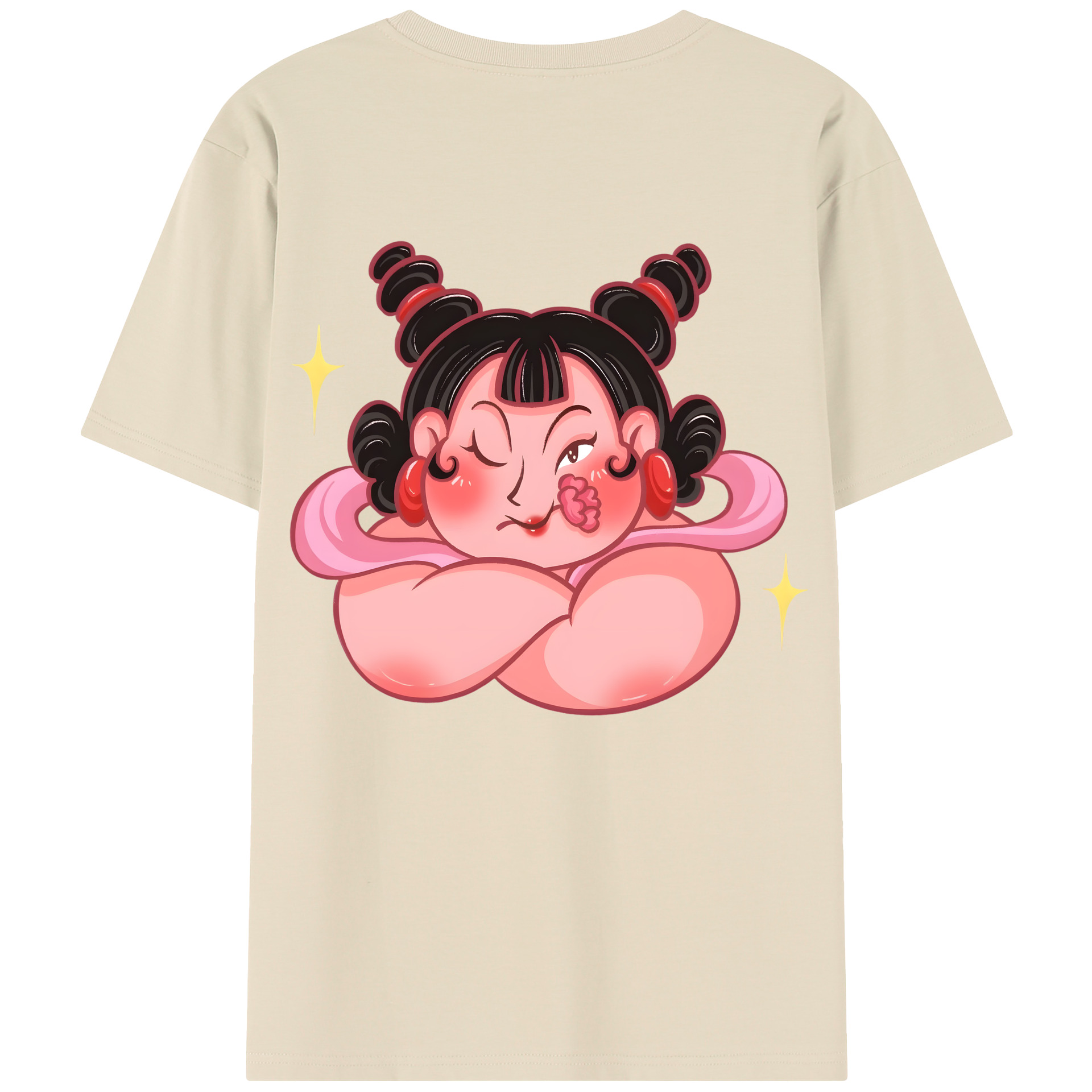 （画像用） Ne Zha 2 ナタ 魔童の大暴れ 綿100％半袖Tシャツ（背面プリント）