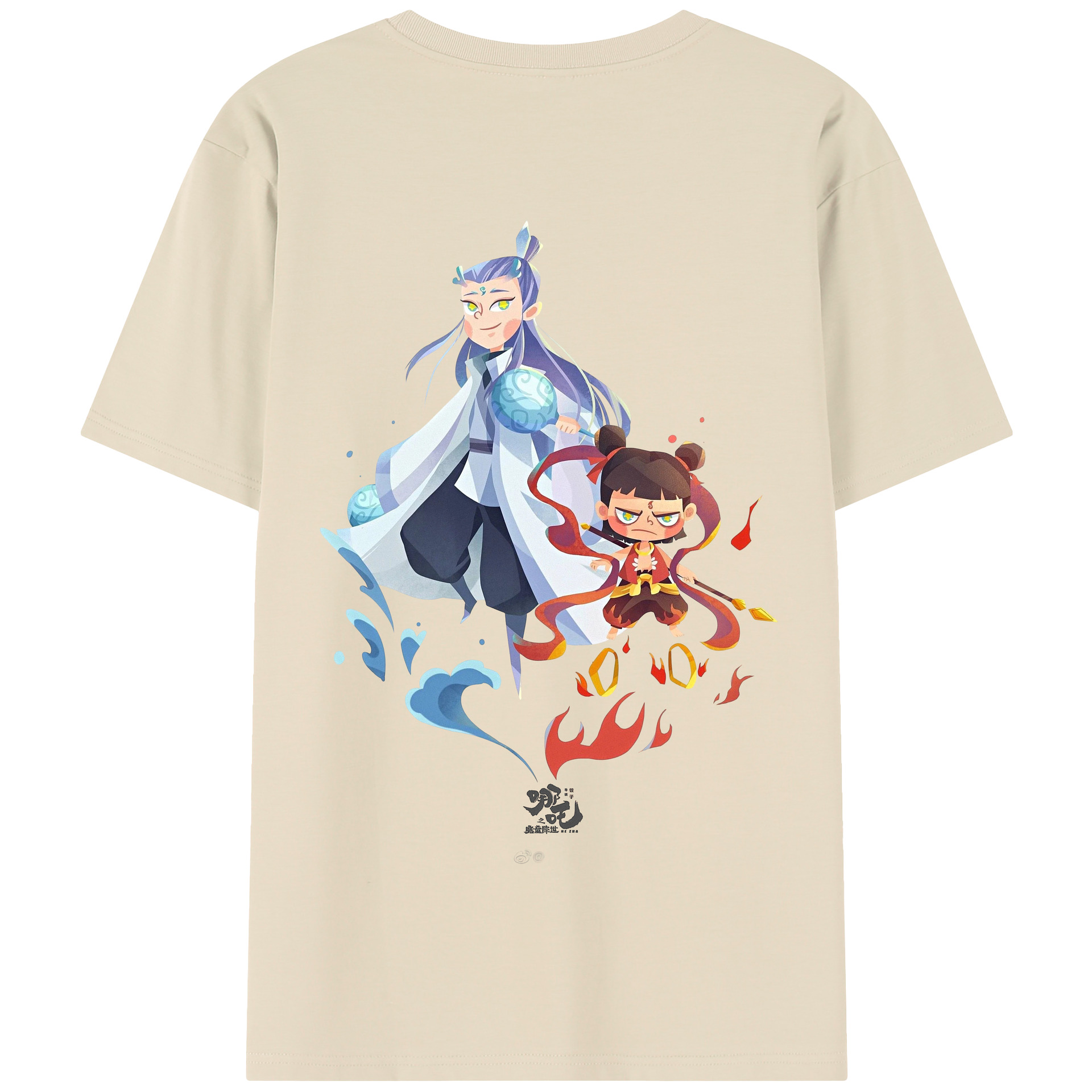 （画像用） Ne Zha 2 ナタ 魔童の大暴れ 綿100％半袖Tシャツ（背面プリント）