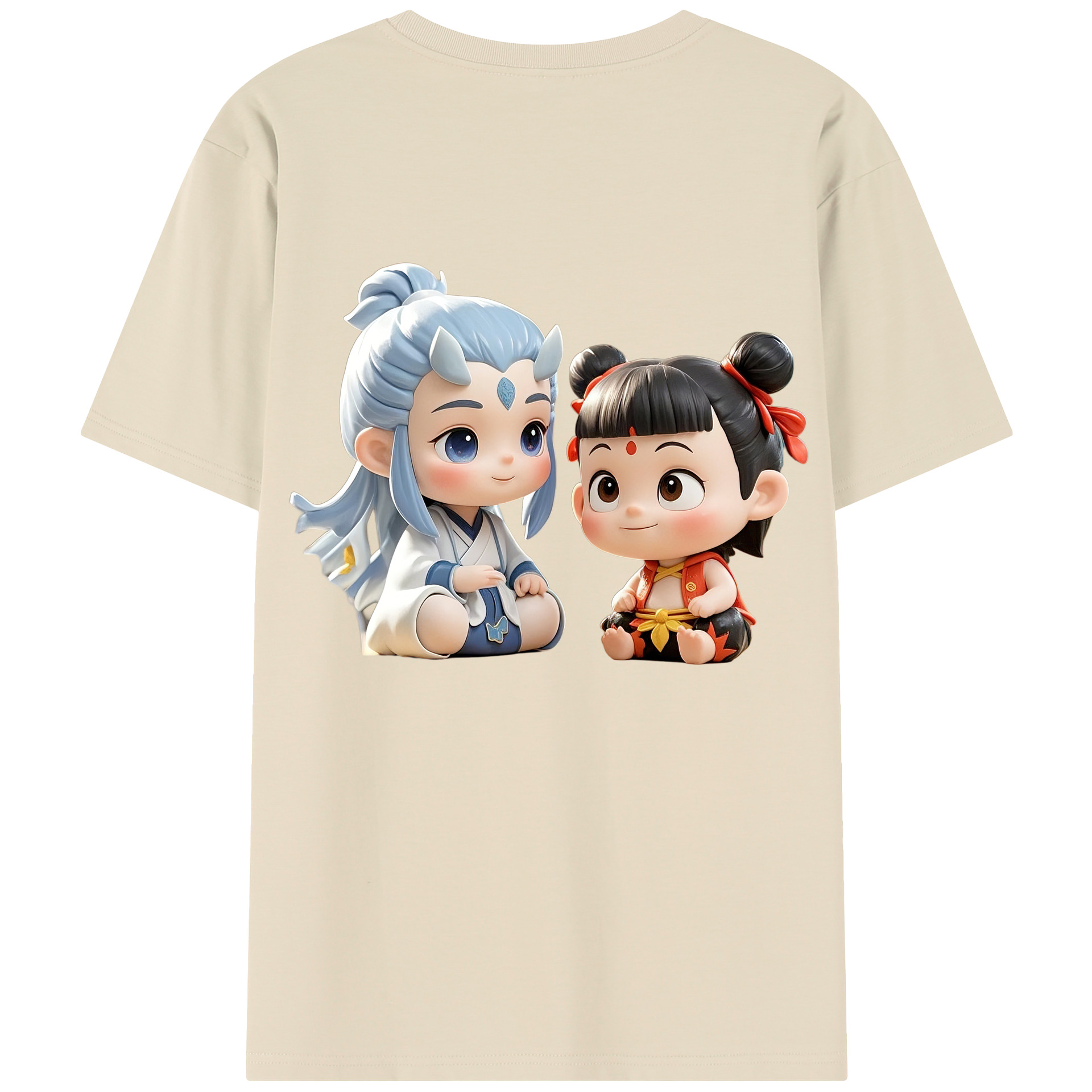 （画像用） Ne Zha 2 ナタ 魔童の大暴れ 綿100％半袖Tシャツ（背面プリント）