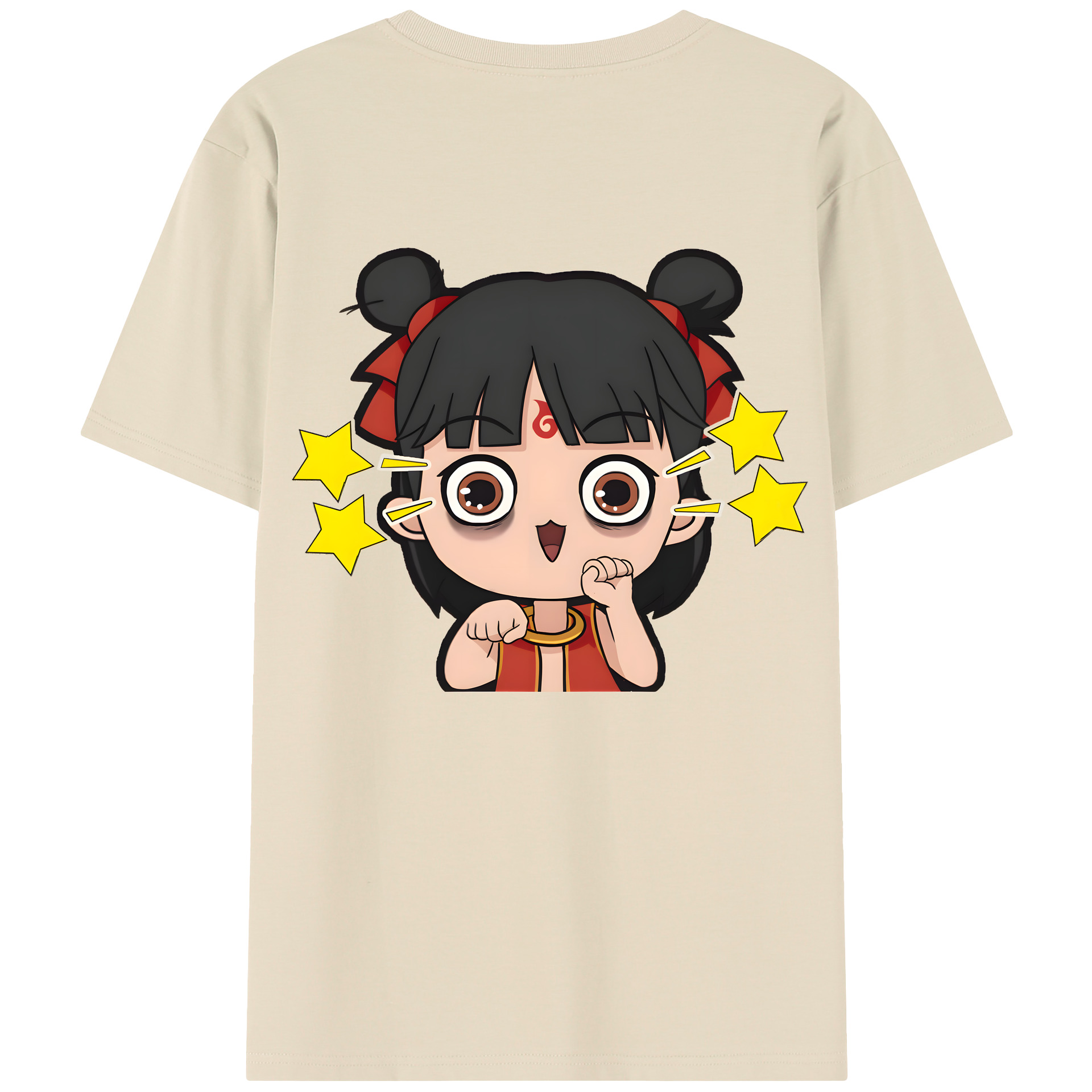 （画像用） Ne Zha 2 ナタ 魔童の大暴れ 綿100％半袖Tシャツ（背面プリント）