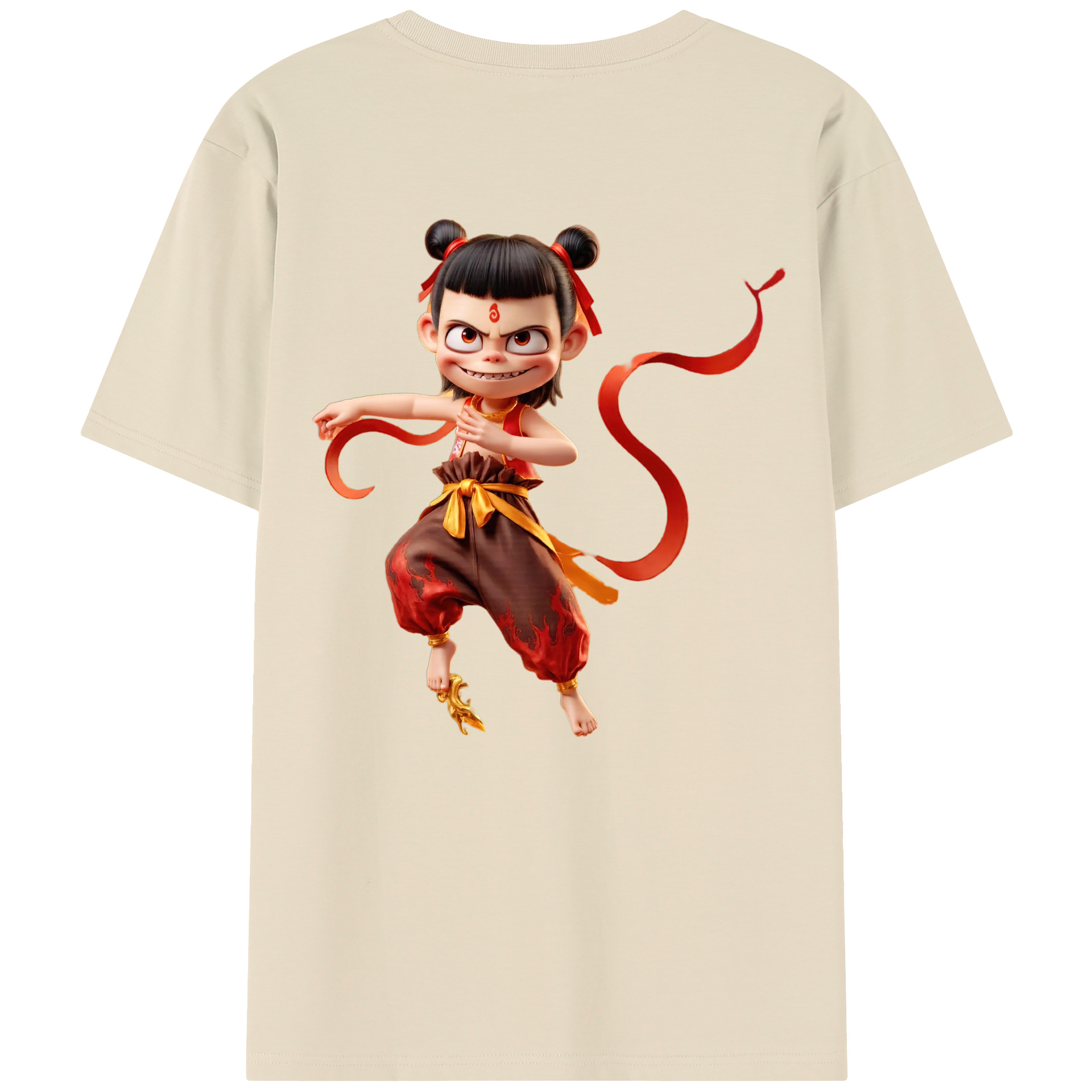 （画像用） Ne Zha 2 ナタ 魔童の大暴れ 綿100％半袖Tシャツ（背面プリント）