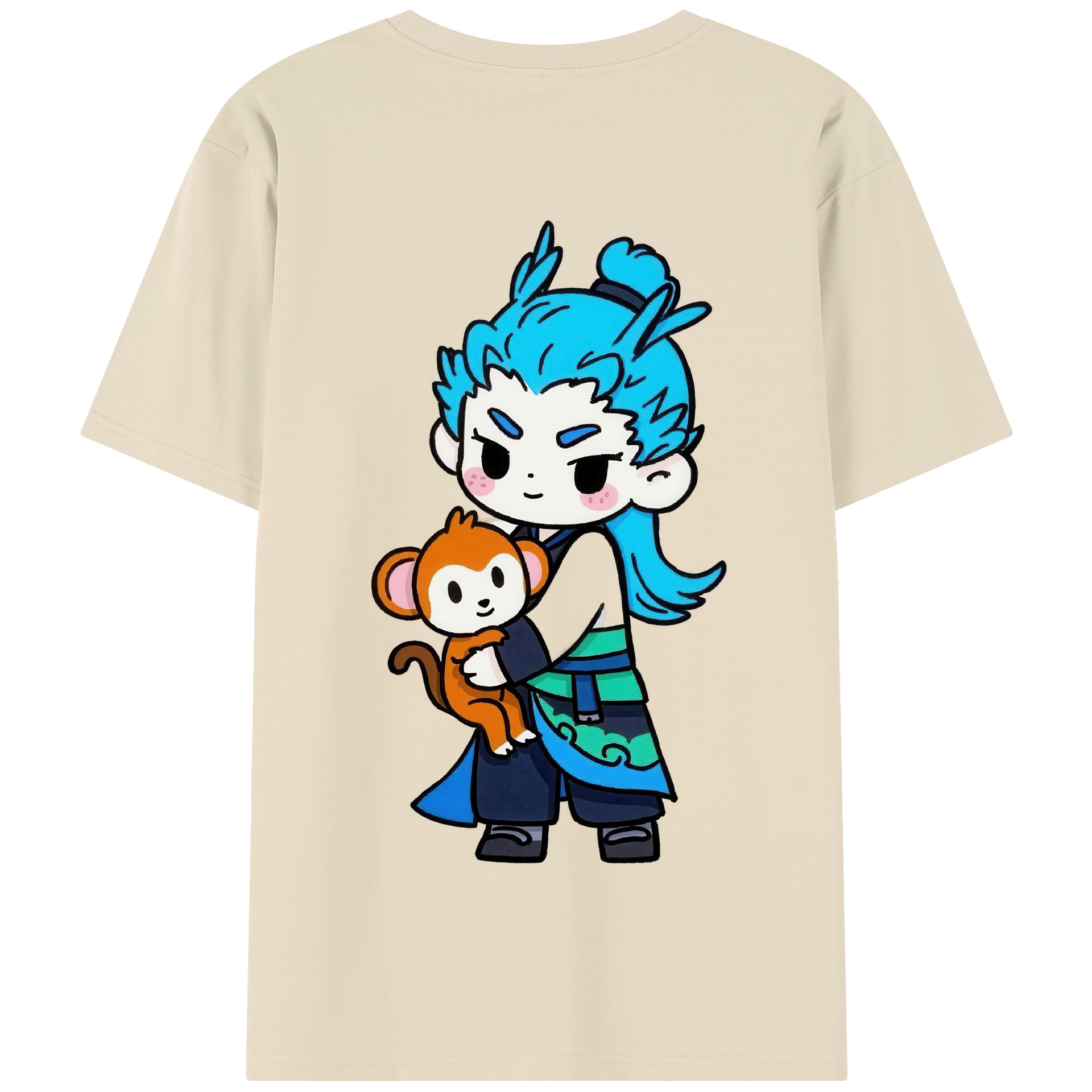 （画像用） Ne Zha 2 ナタ 魔童の大暴れ 綿100％半袖Tシャツ（背面プリント）