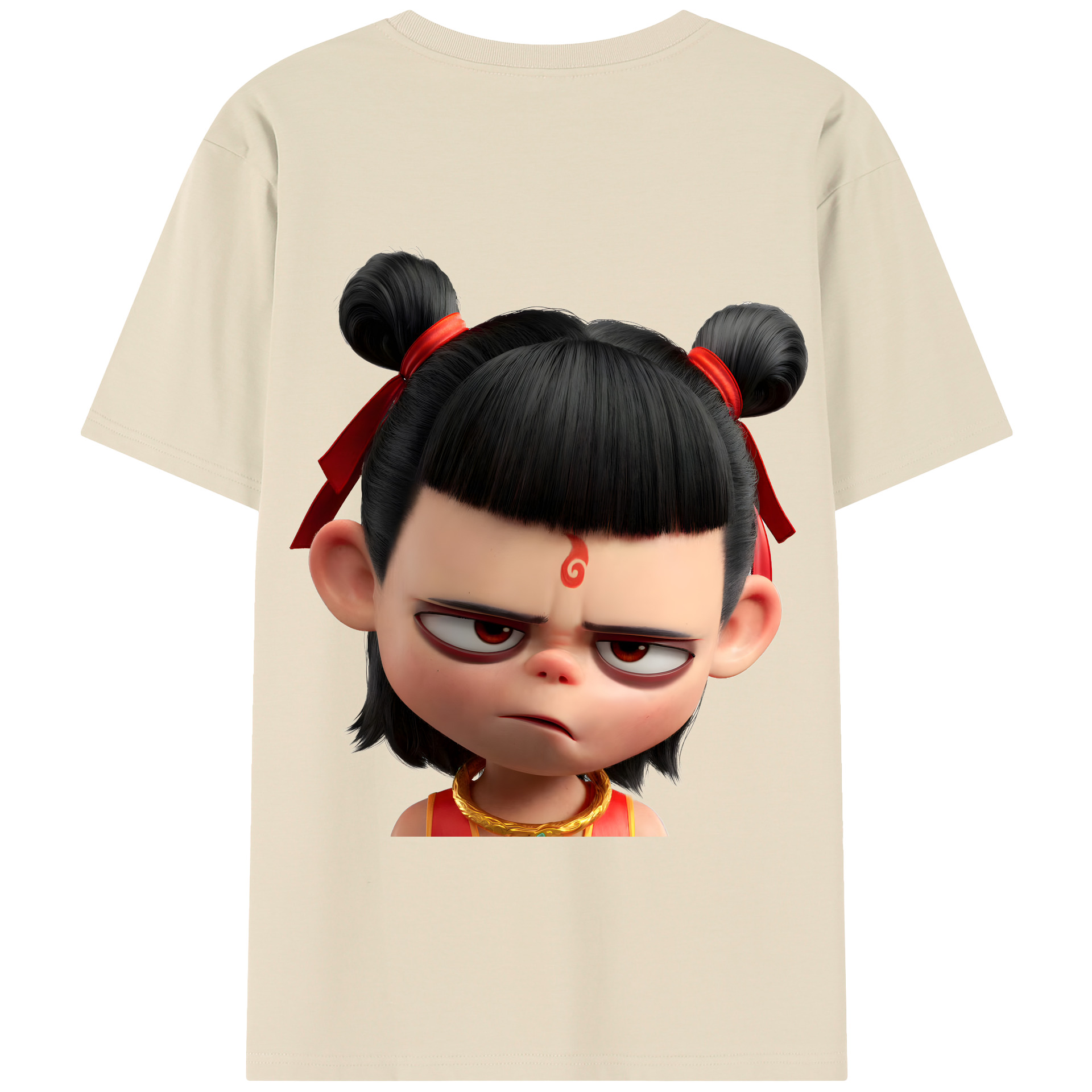 （画像用） Ne Zha 2 ナタ 魔童の大暴れ 綿100％半袖Tシャツ（背面プリント）