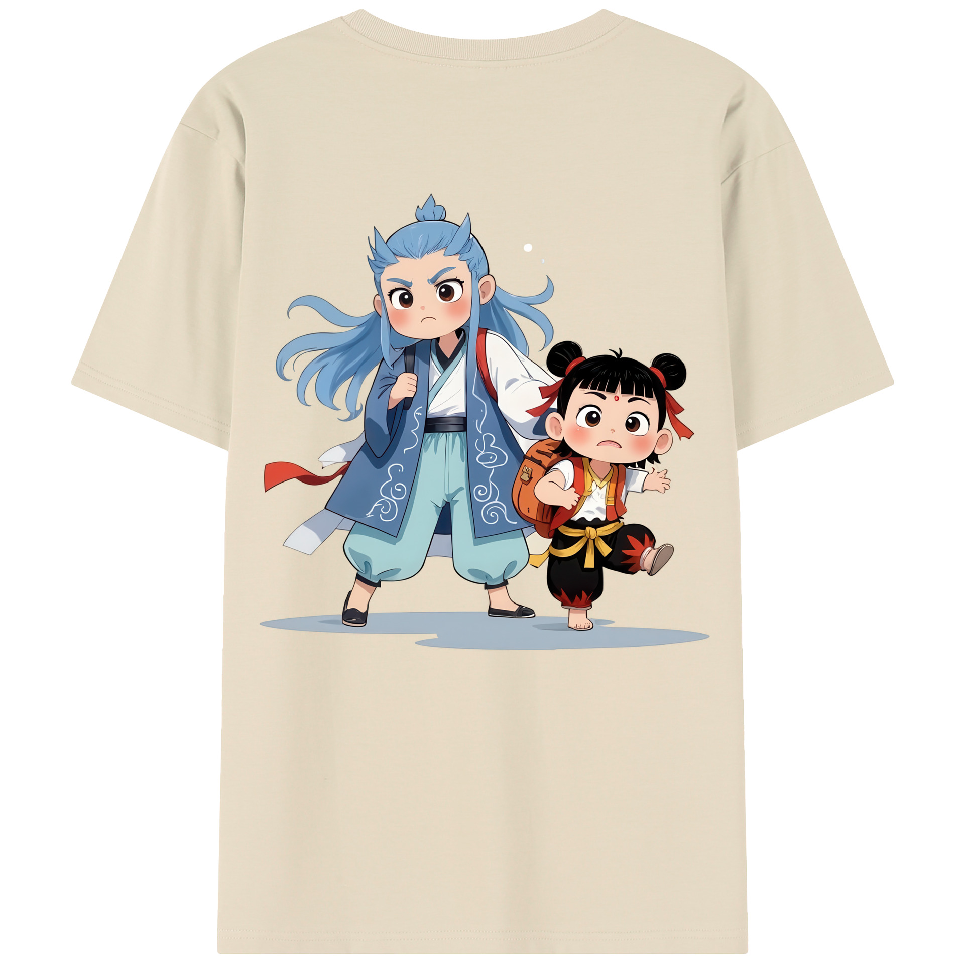 （画像用） Ne Zha 2 ナタ 魔童の大暴れ 綿100％半袖Tシャツ（背面プリント）