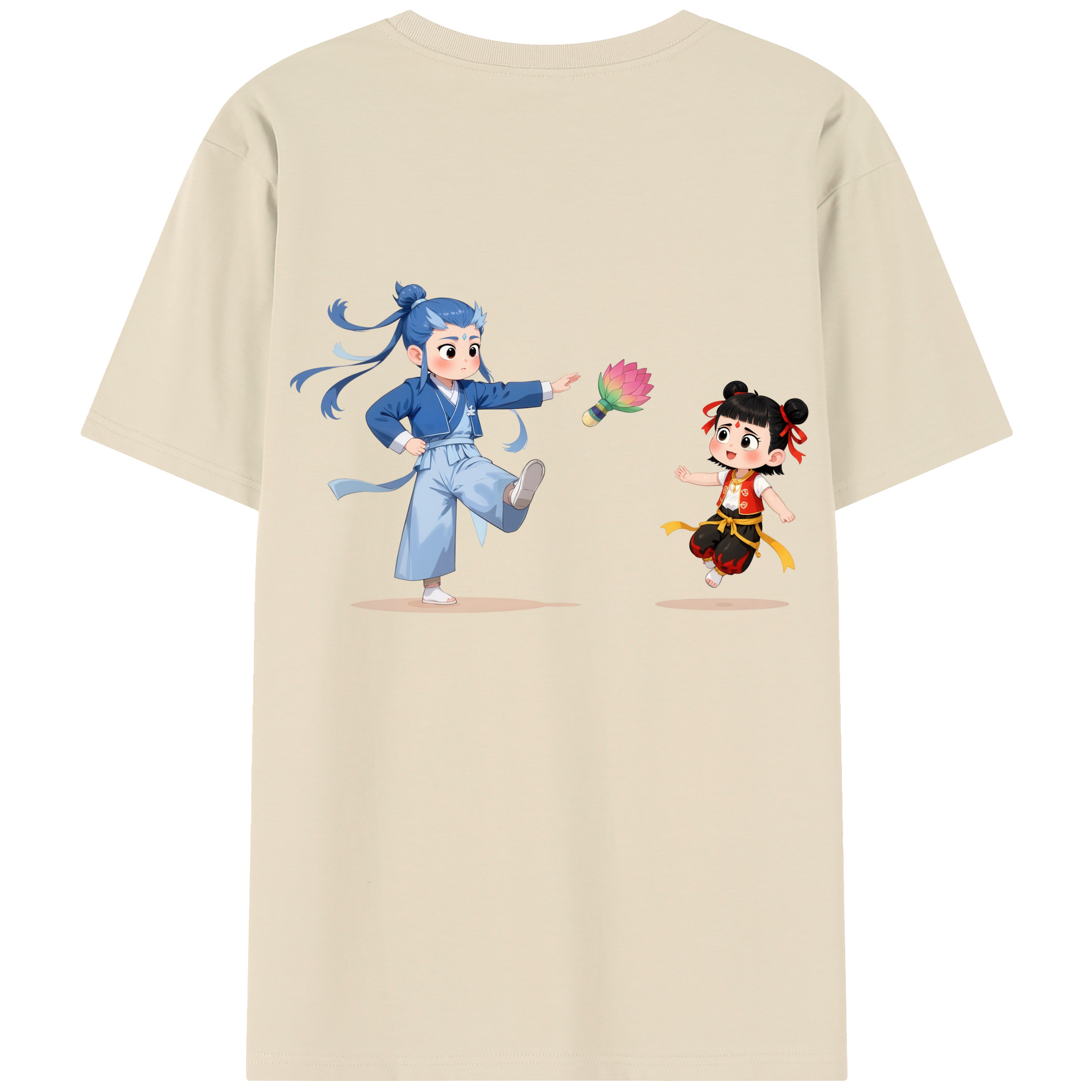 （画像用） Ne Zha 2 ナタ 魔童の大暴れ 綿100％半袖Tシャツ（背面プリント）