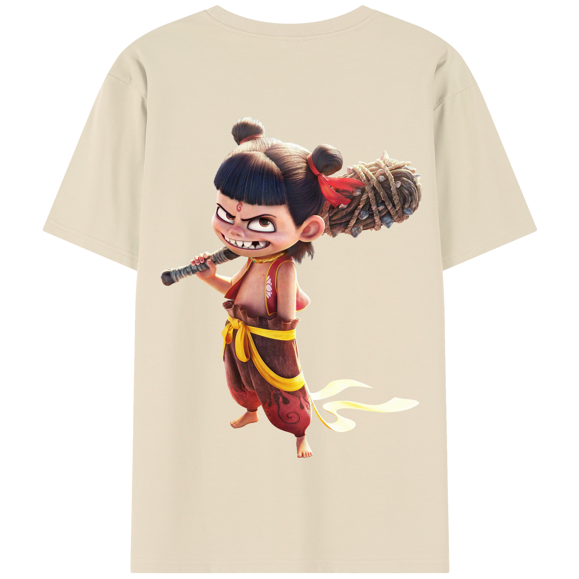 （画像用） Ne Zha 2 ナタ 魔童の大暴れ 綿100％半袖Tシャツ（背面プリント）
