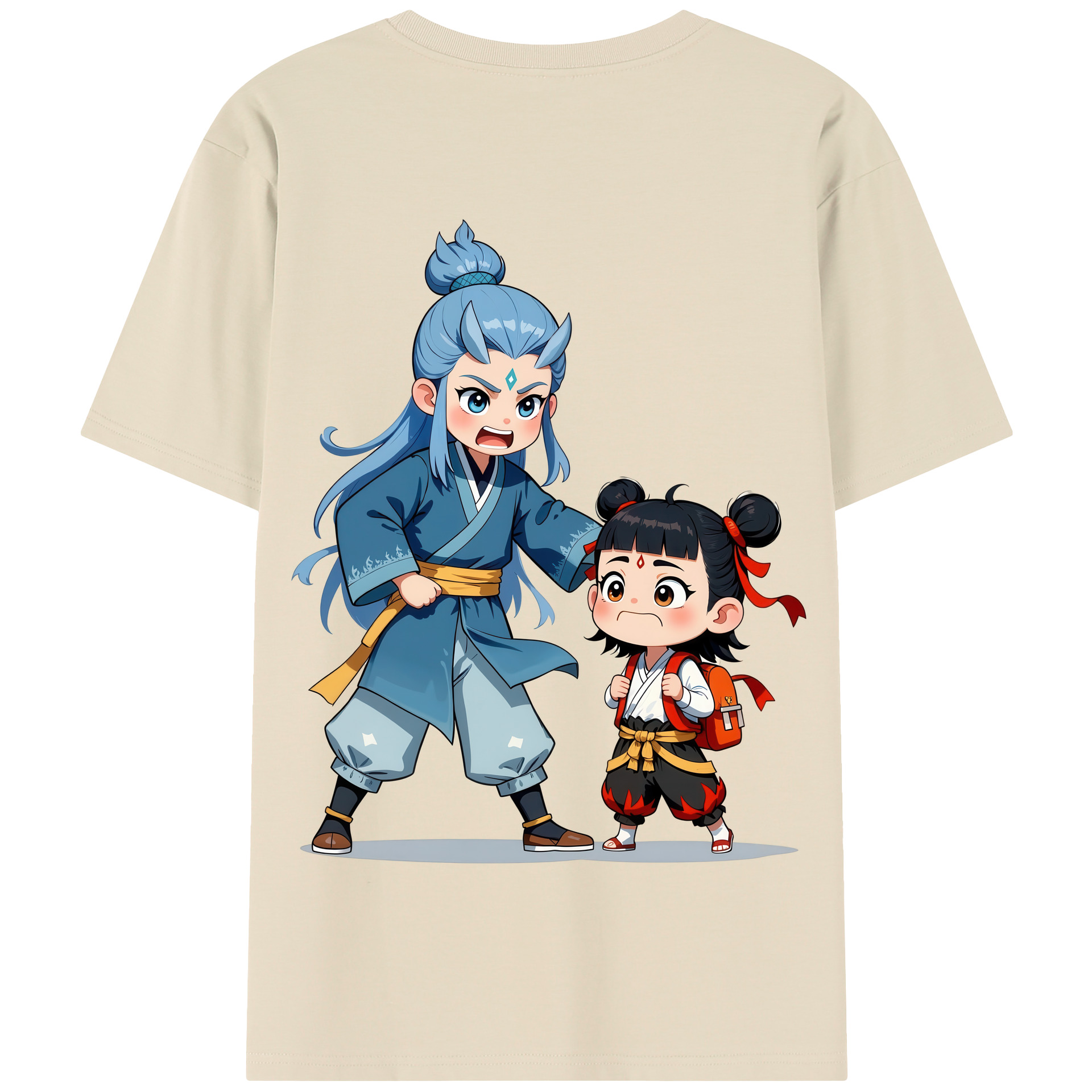 （画像用） Ne Zha 2 ナタ 魔童の大暴れ 綿100％半袖Tシャツ（背面プリント）