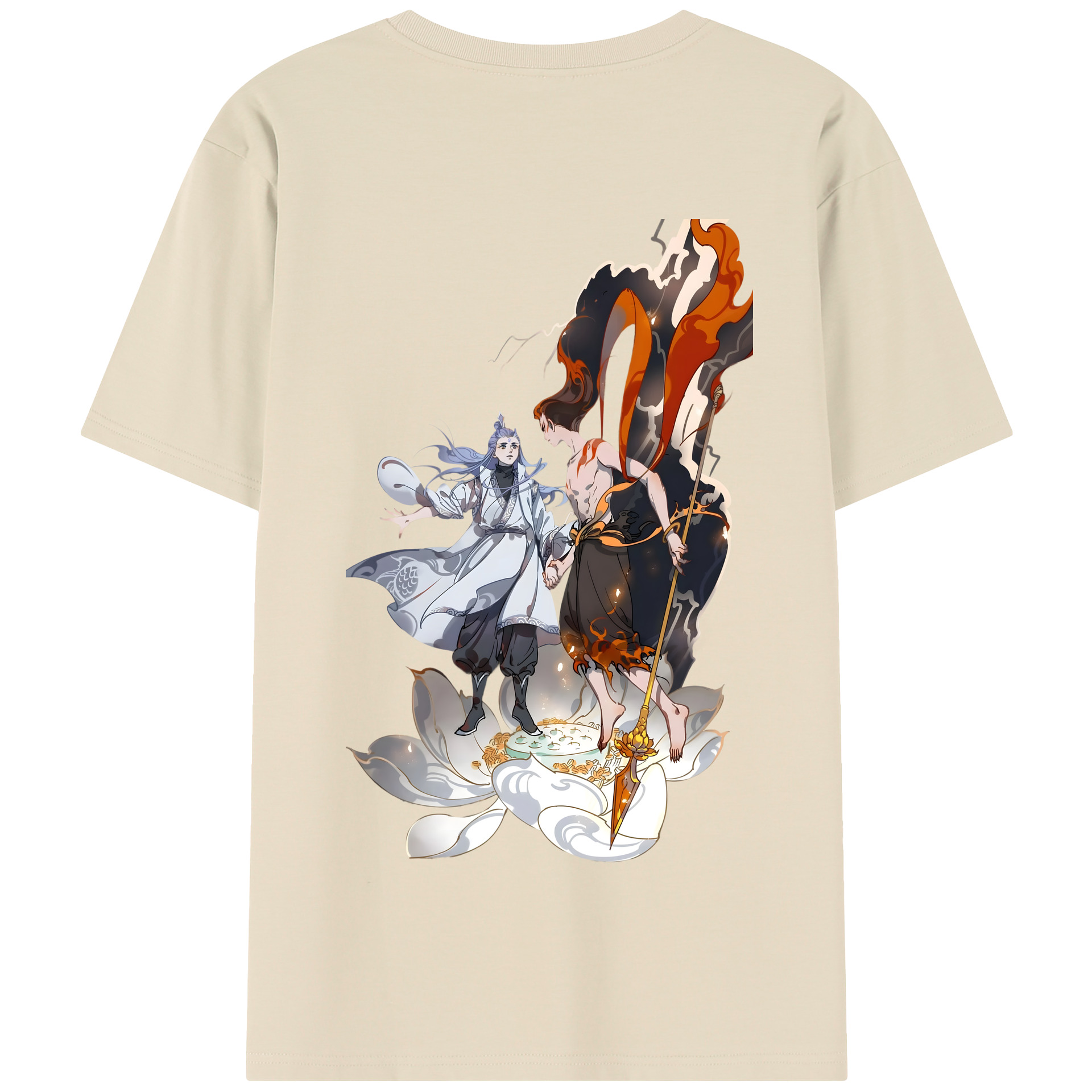 （画像用） Ne Zha 2 ナタ 魔童の大暴れ 綿100％半袖Tシャツ（背面プリント）