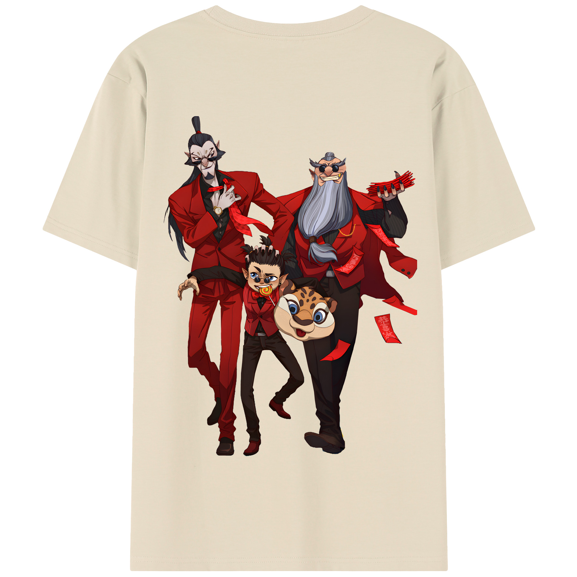 （画像用） Ne Zha 2 ナタ 魔童の大暴れ 綿100％半袖Tシャツ（背面プリント）