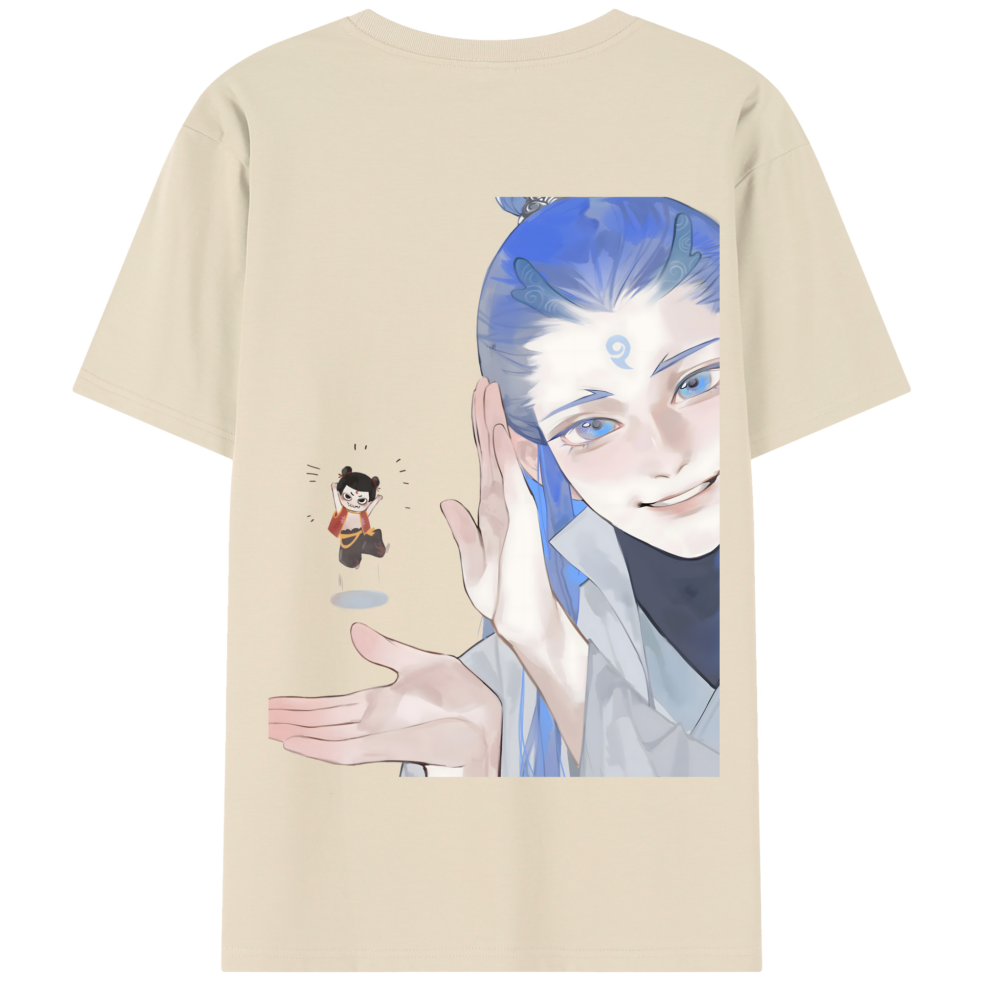 （画像用） Ne Zha 2 ナタ 魔童の大暴れ 綿100％半袖Tシャツ（背面プリント）