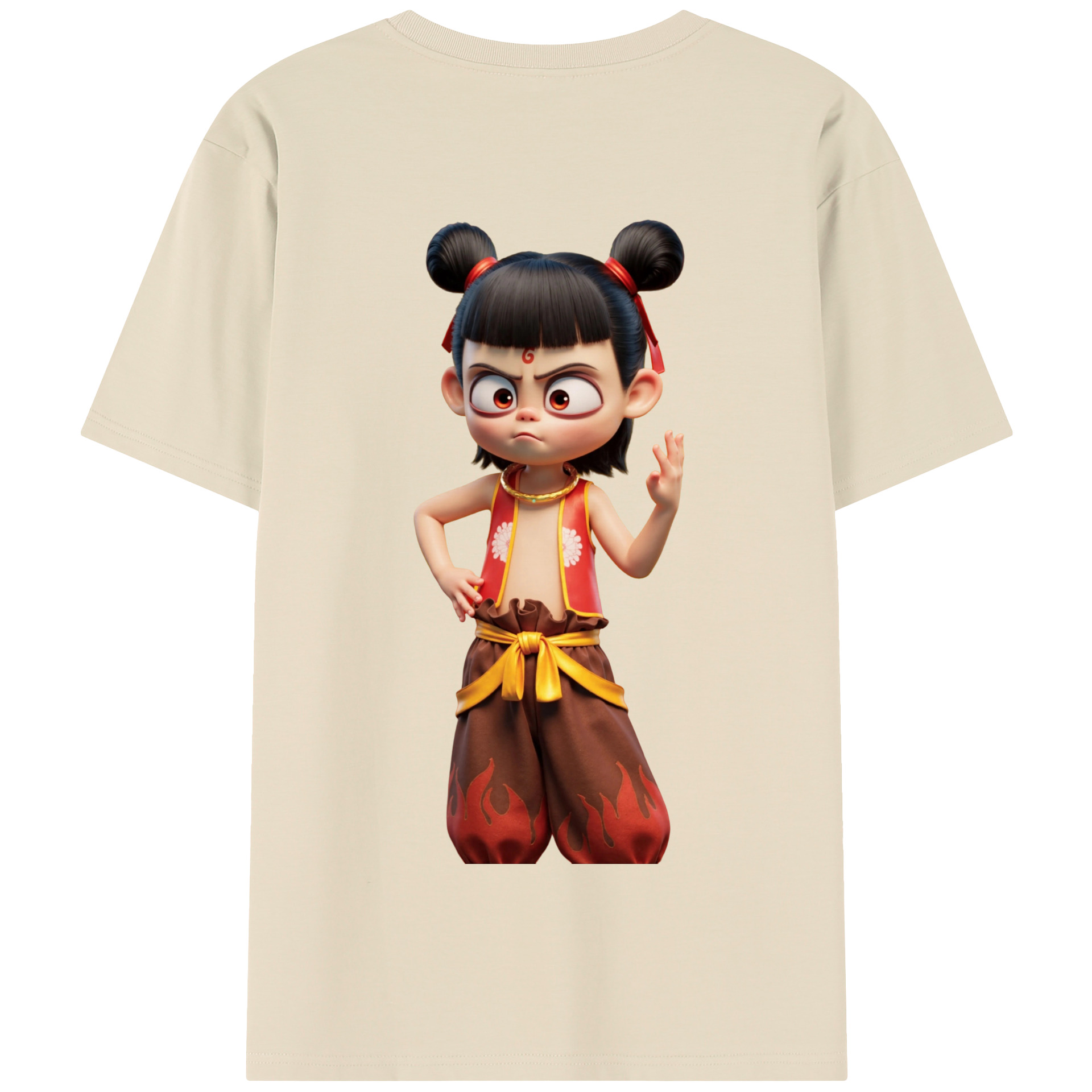 （画像用） Ne Zha 2 ナタ 魔童の大暴れ 綿100％半袖Tシャツ（背面プリント）