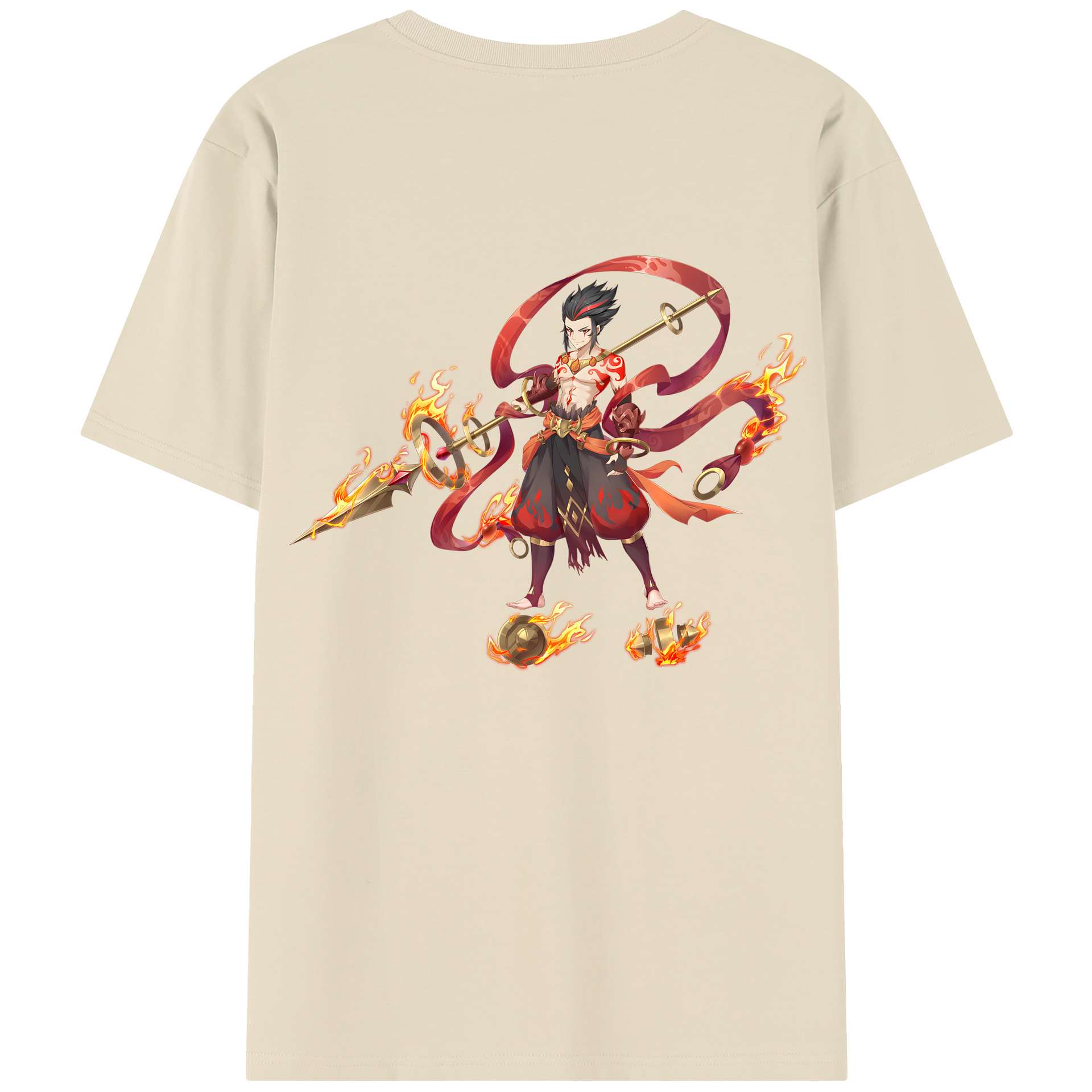 （画像用） Ne Zha 2 ナタ 魔童の大暴れ 綿100％半袖Tシャツ（背面プリント）