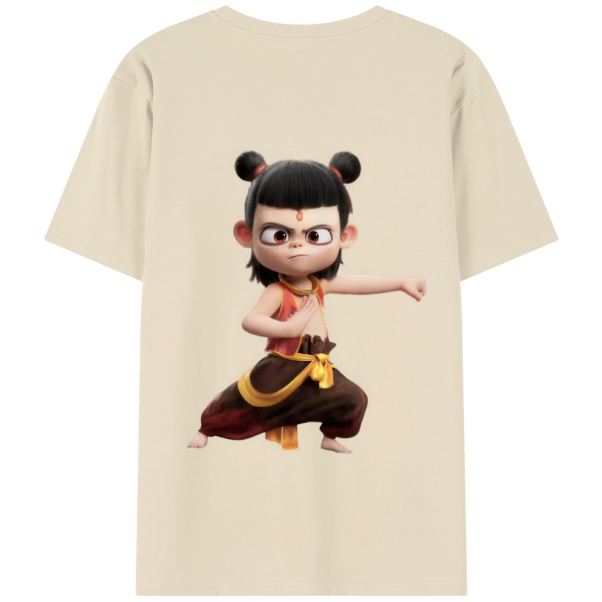 （画像用） Ne Zha 2 ナタ 魔童の大暴れ 綿100％半袖Tシャツ（背面プリント）