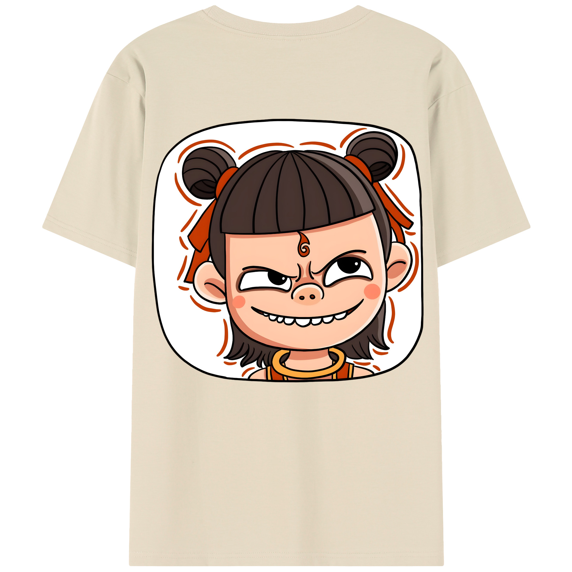 （画像用） Ne Zha 2 ナタ 魔童の大暴れ 綿100％半袖Tシャツ（背面プリント）