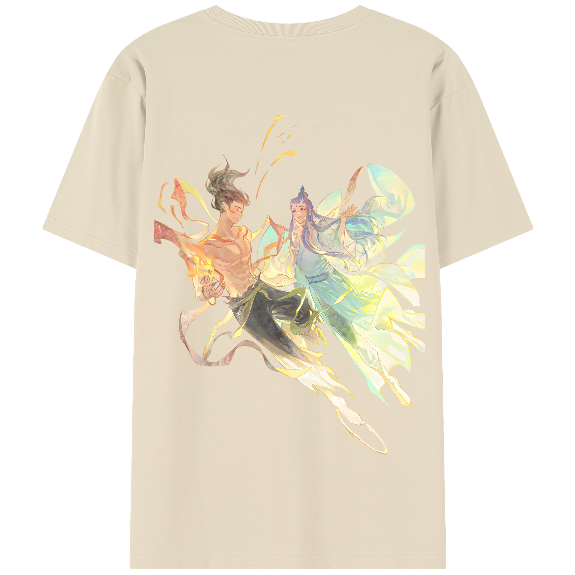 （画像用） Ne Zha 2 ナタ 魔童の大暴れ 綿100％半袖Tシャツ（背面プリント）