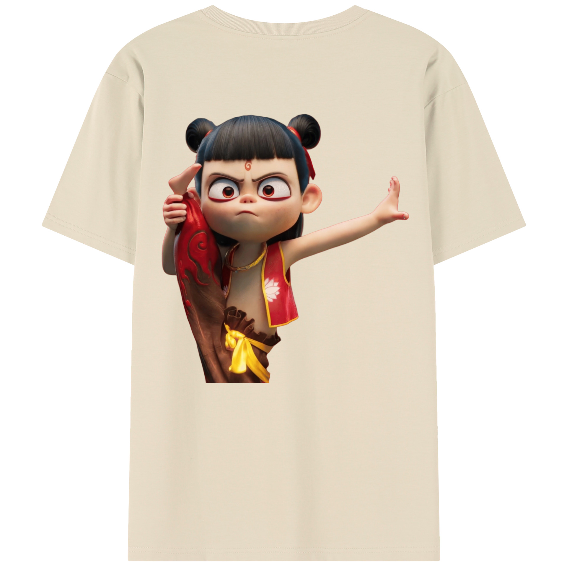 （画像用） Ne Zha 2 ナタ 魔童の大暴れ 綿100％半袖Tシャツ（背面プリント）