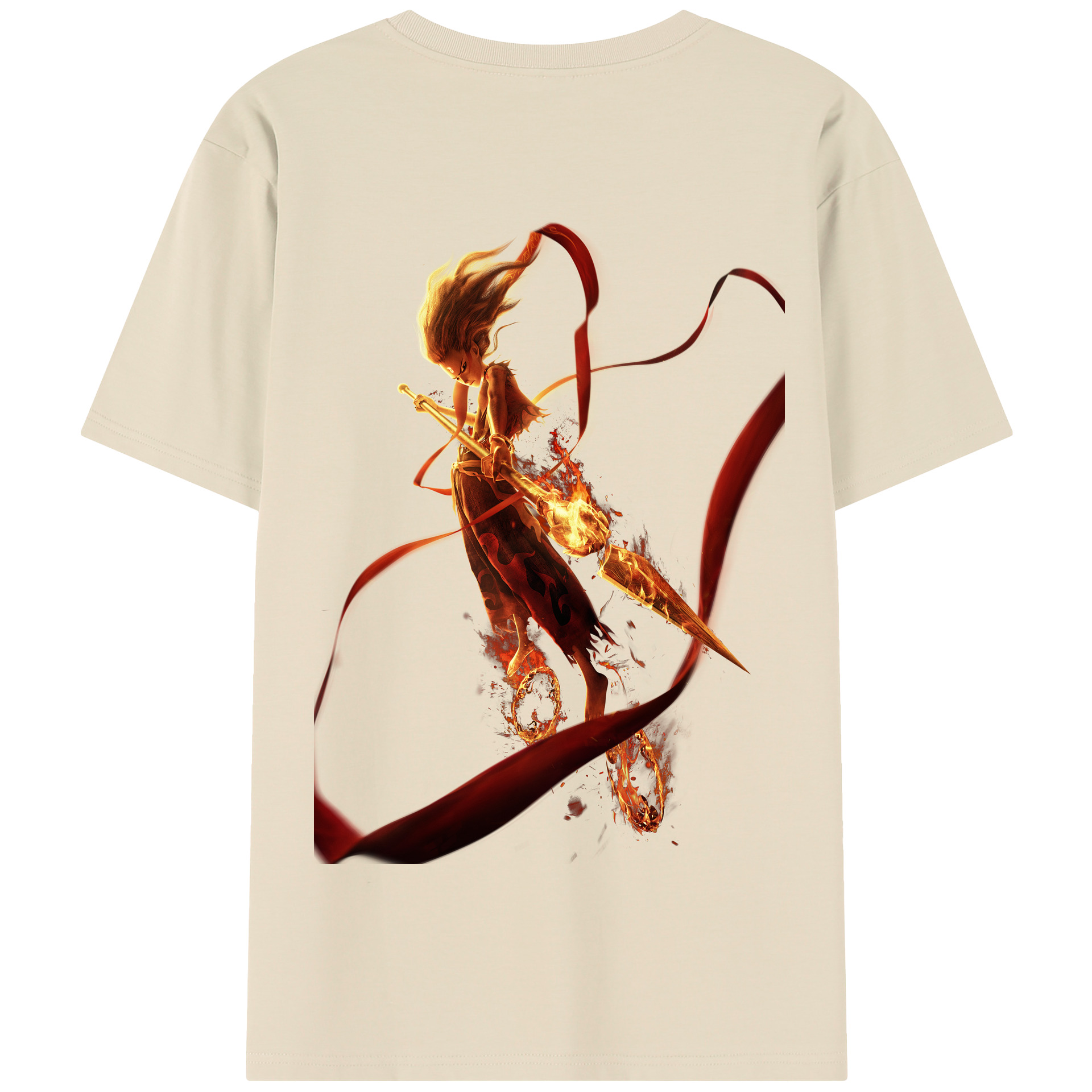 （画像用） Ne Zha 2 ナタ 魔童の大暴れ 綿100％半袖Tシャツ（背面プリント）
