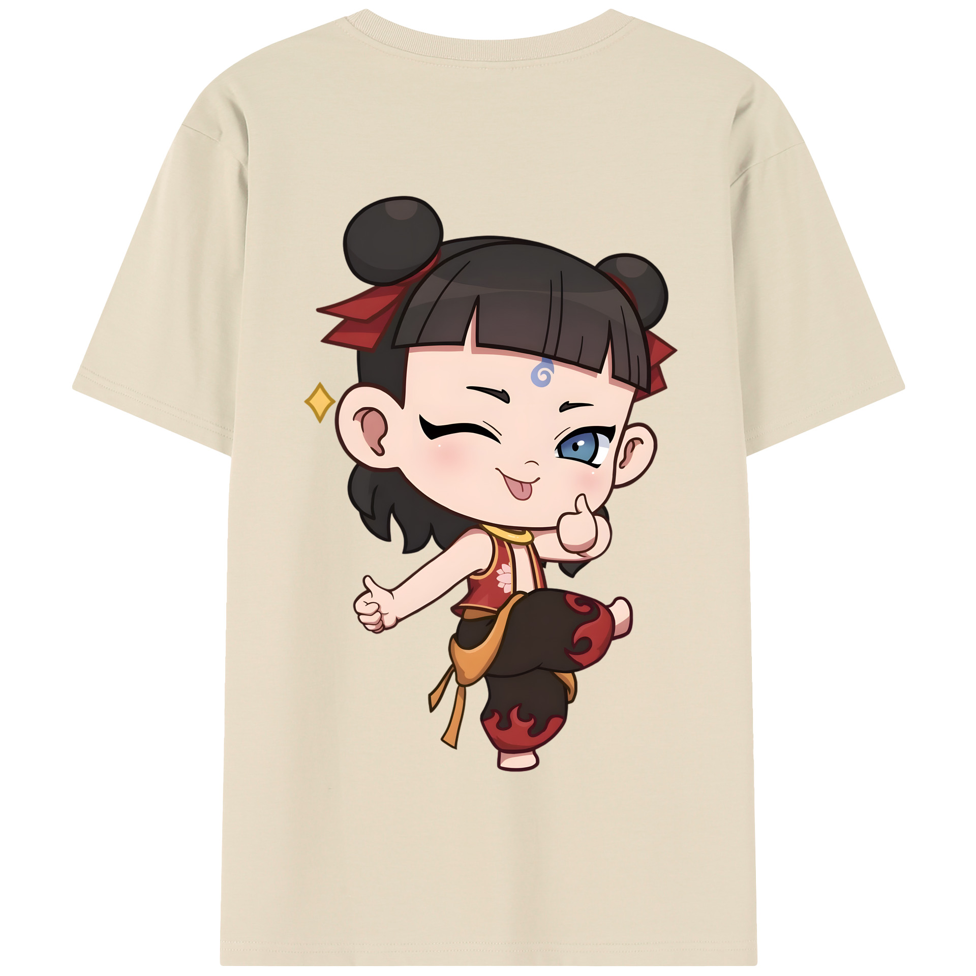 （画像用） Ne Zha 2 ナタ 魔童の大暴れ 綿100％半袖Tシャツ（背面プリント）