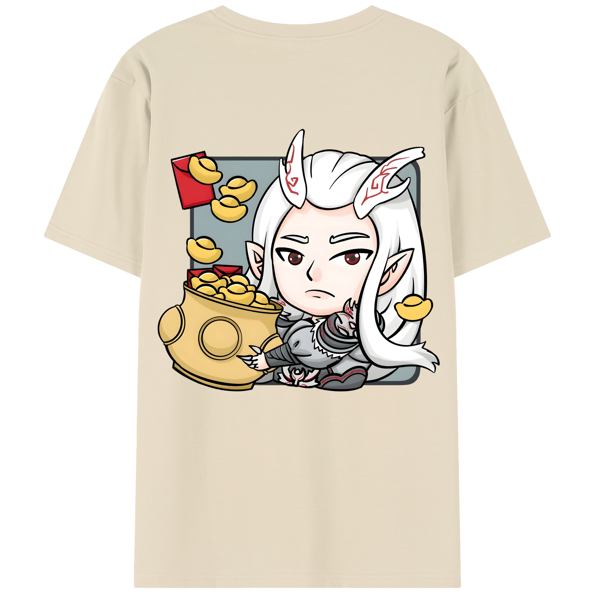 （画像用） Ne Zha 2 ナタ 魔童の大暴れ 綿100％半袖Tシャツ（背面プリント）