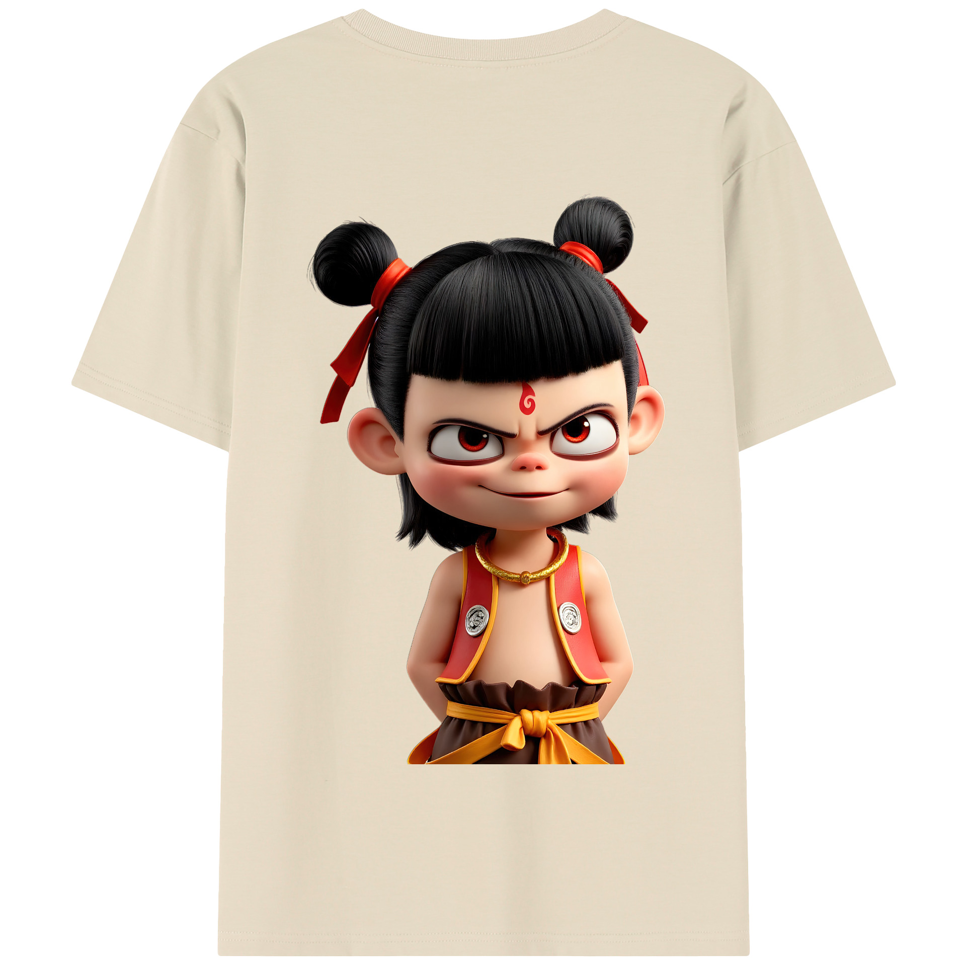 （画像用） Ne Zha 2 ナタ 魔童の大暴れ 綿100％半袖Tシャツ（背面プリント）