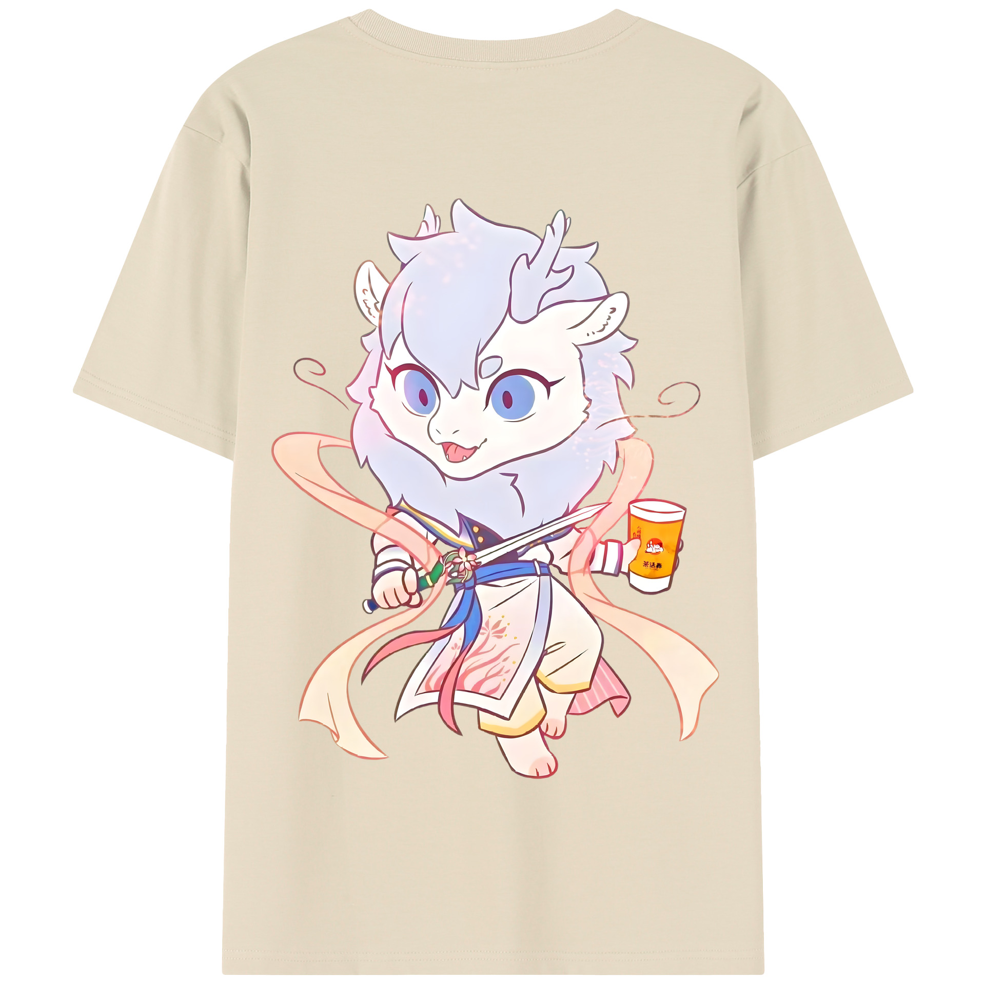（画像用） Ne Zha 2 ナタ 魔童の大暴れ 綿100％半袖Tシャツ（背面プリント）