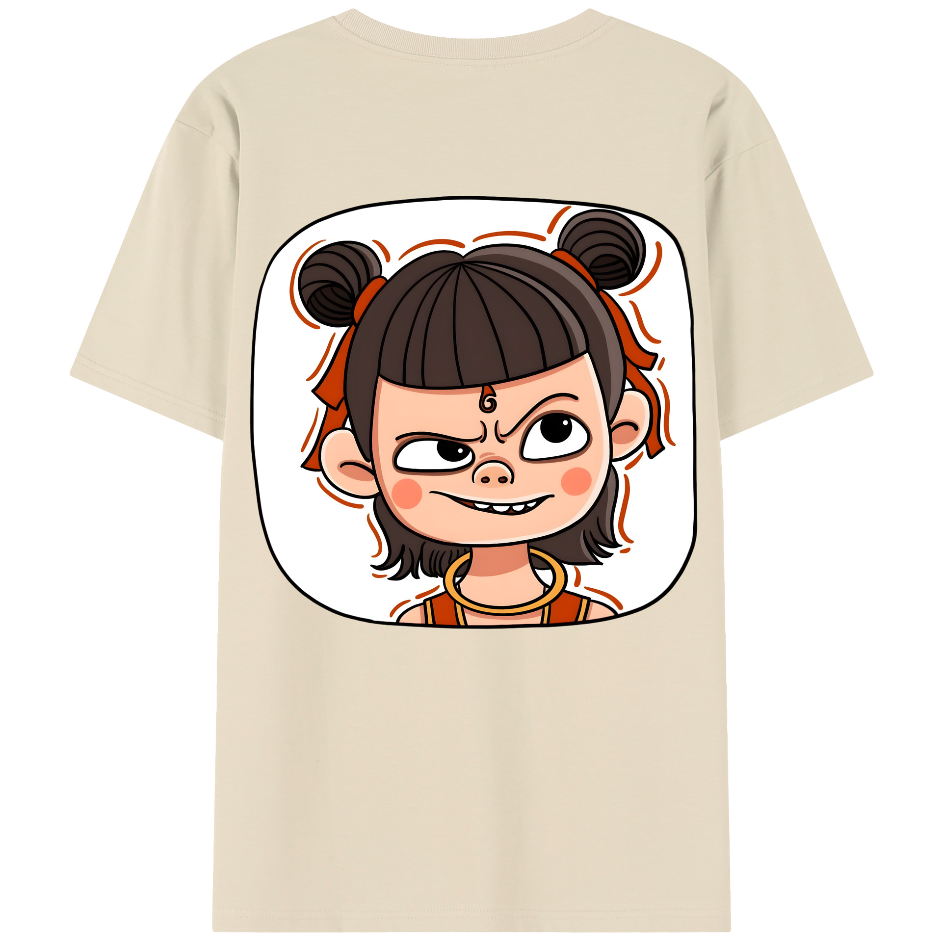 （画像用） Ne Zha 2 ナタ 魔童の大暴れ 綿100％半袖Tシャツ（背面プリント）