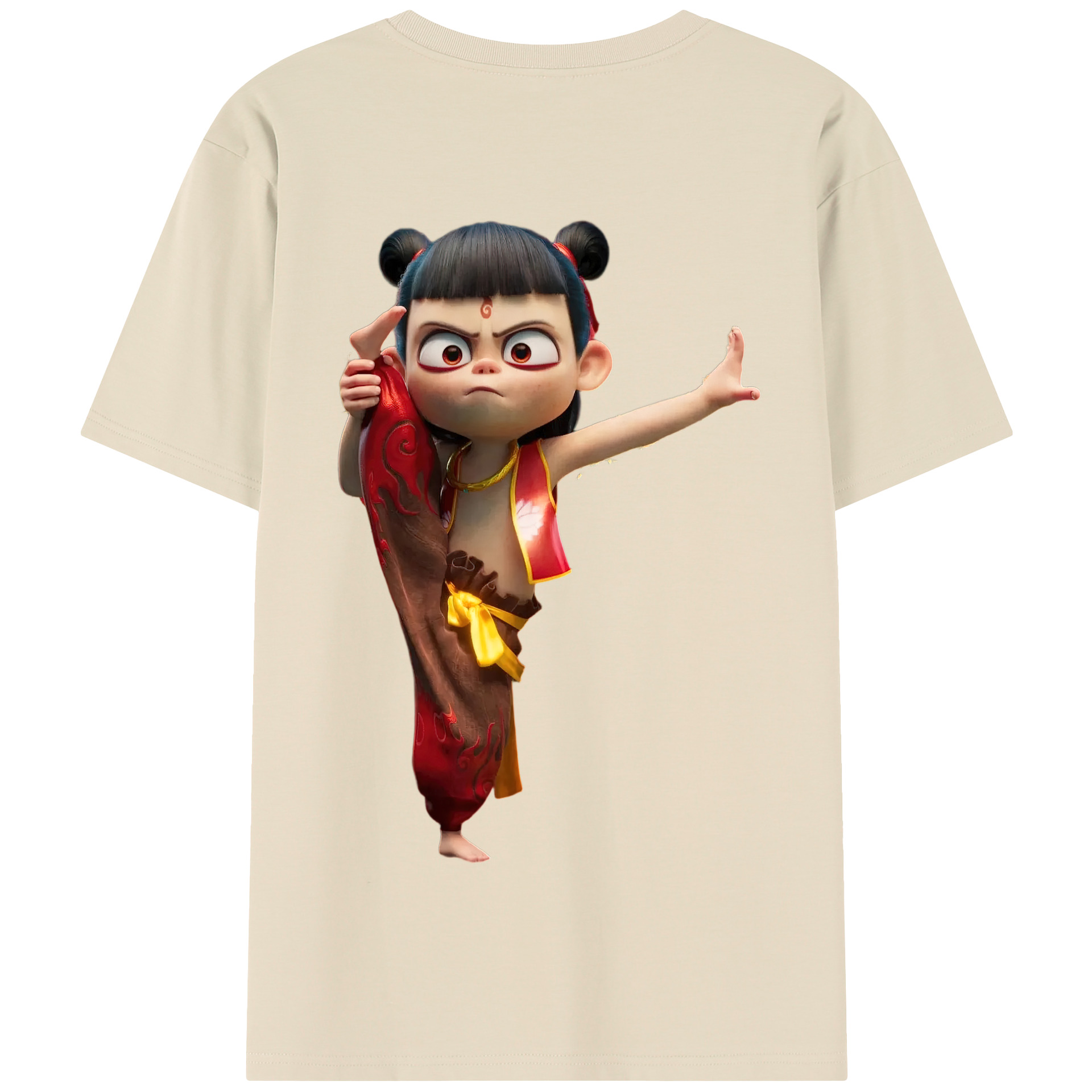 （画像用） Ne Zha 2 ナタ 魔童の大暴れ 綿100％半袖Tシャツ（背面プリント）